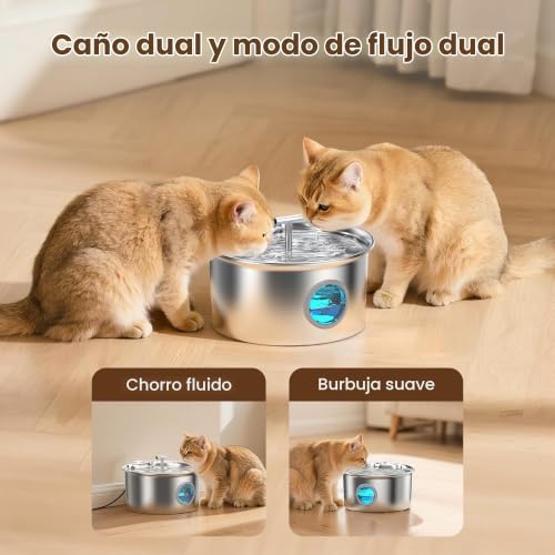 Thumbnail 3 de Fuente para gatos UMOCUOY de acero inoxidable 2,6 L con filtración y LED