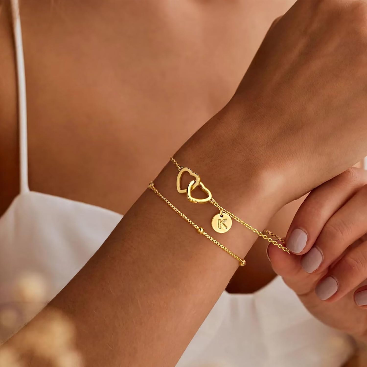 Detalle de TINGN Armband Gold Damen 15 cm + 5 cm ❤