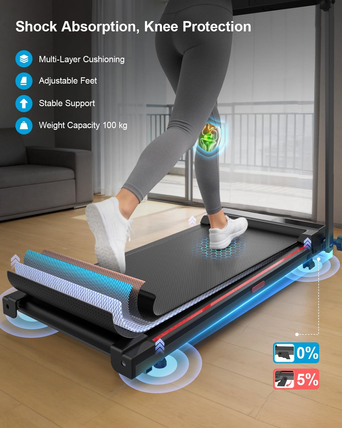 Thumbnail 4 de Norvexa Treadmill for Home: Foldable Walking Pad with Stable Incline