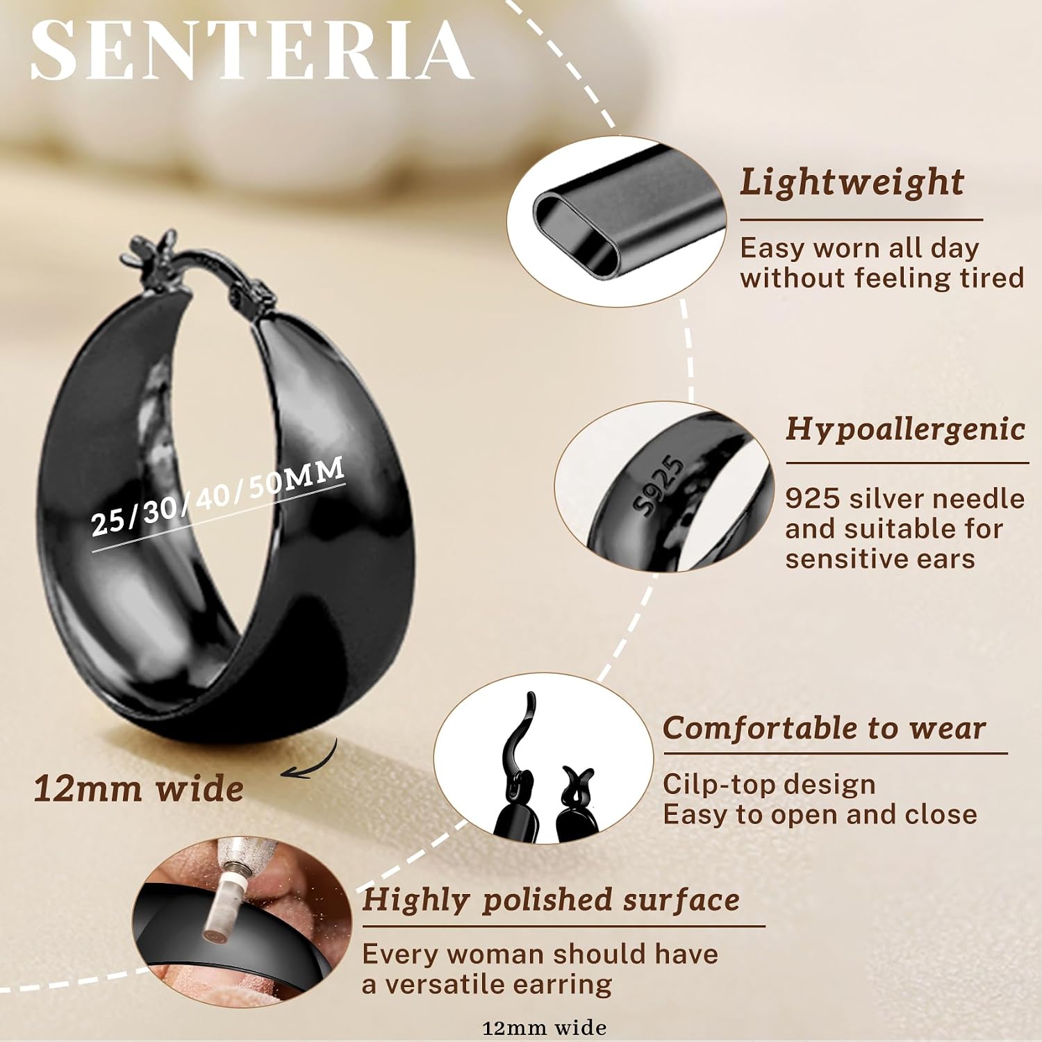 Detalle 1 de Senteria Creolen Silber 925 50 mm