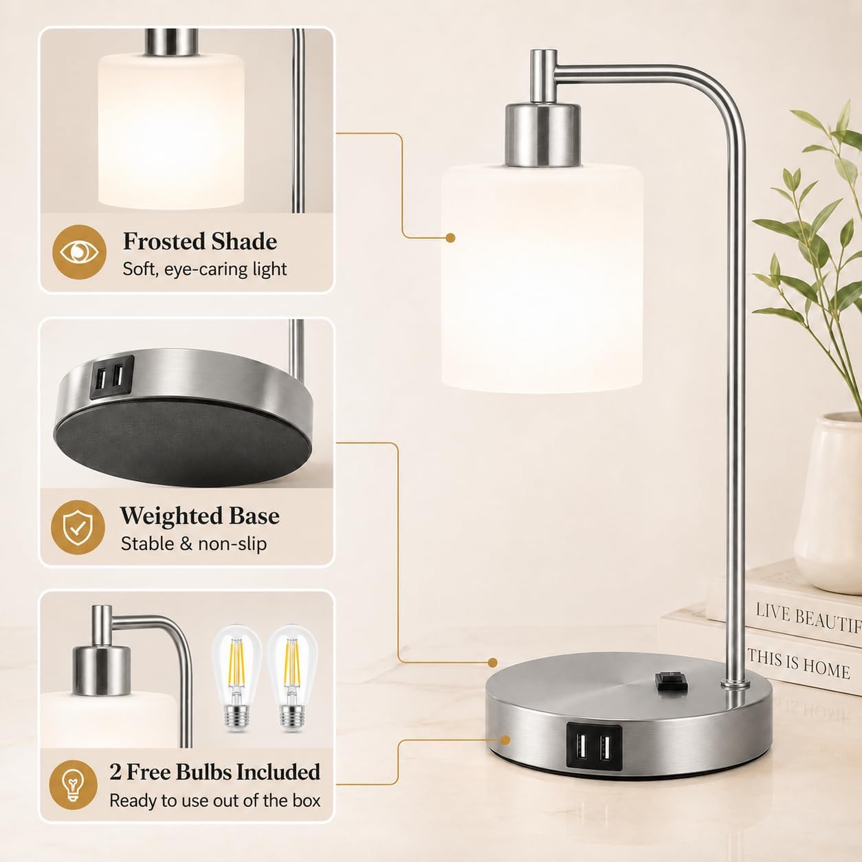 Thumbnail 4 de Nintiue Touch Control Table Lamps Set of 2