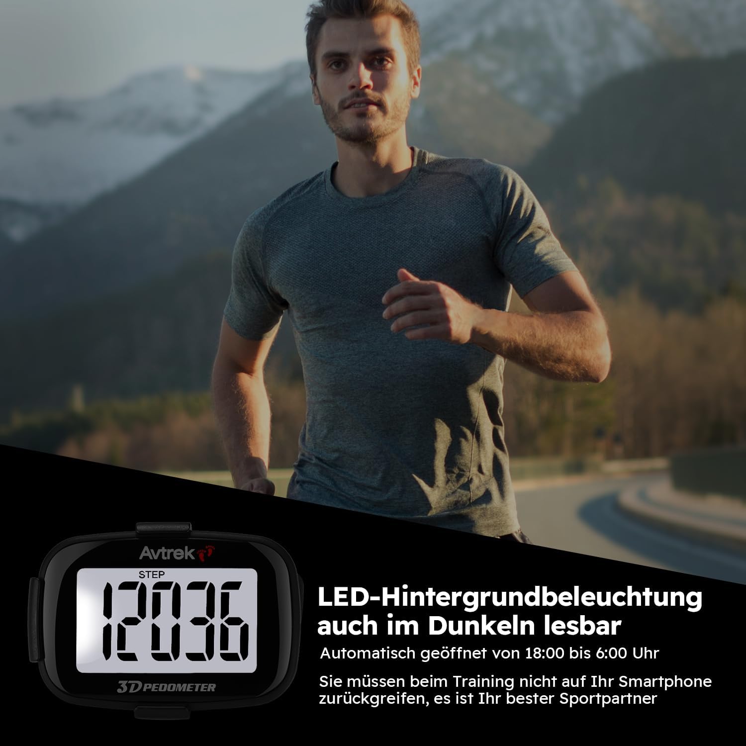 Detalle de AVTREK Präziser 3D-Schrittzähler Mini-Schrittzähler für Walking und Laufen im Freien