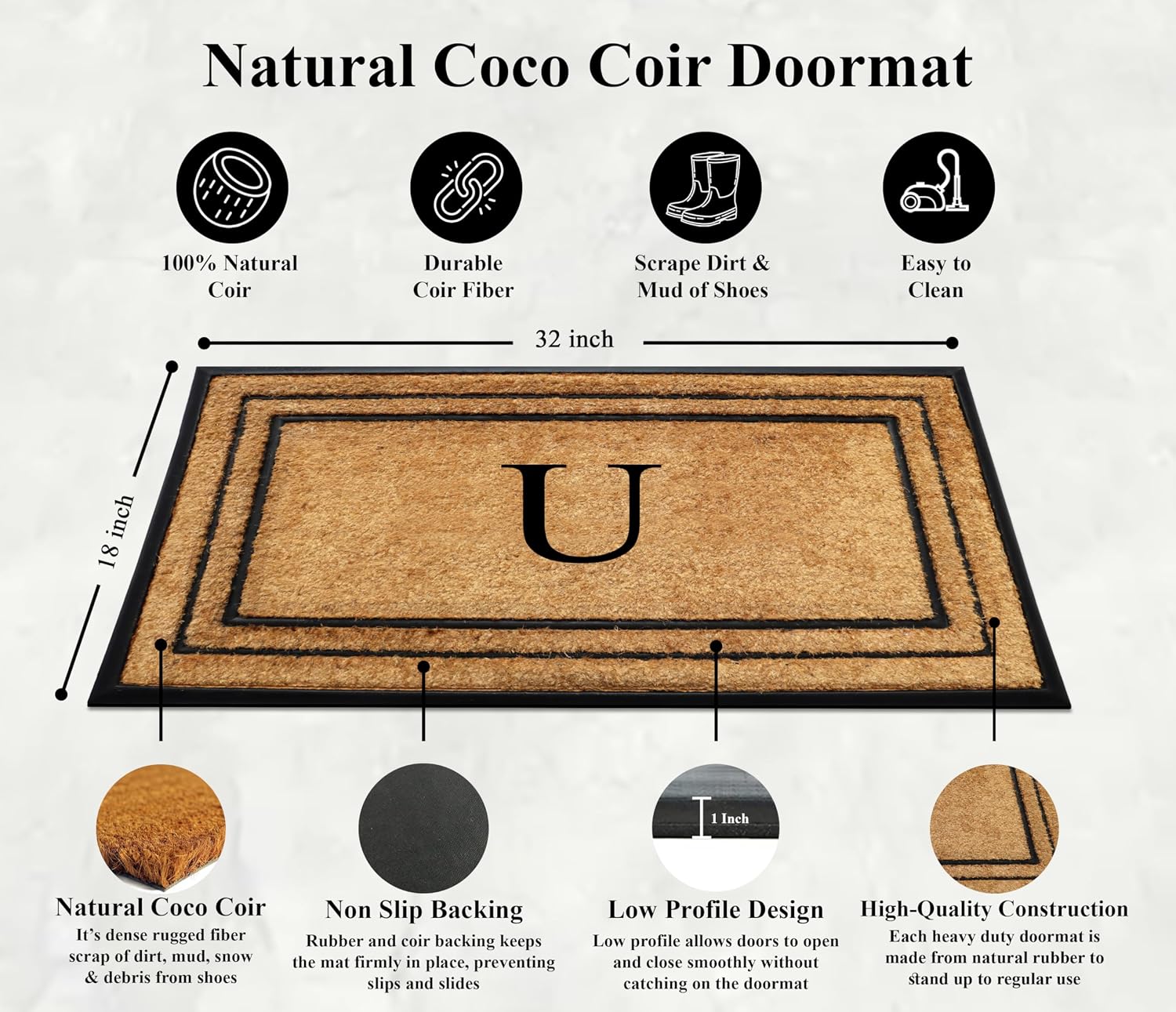 Thumbnail 1 de A1HC Coir and Rubber Doormat, 18x32 Inches