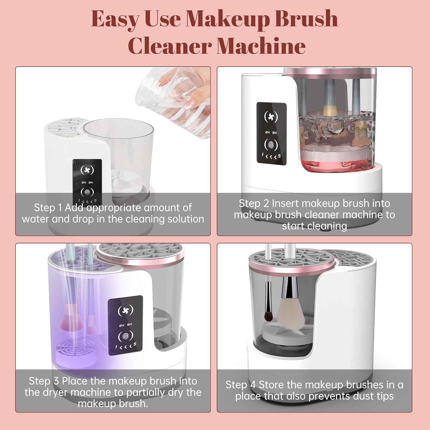 Detalle de OctHope 3-in-1 Electric Makeup Brush Cleaner Machine (White)