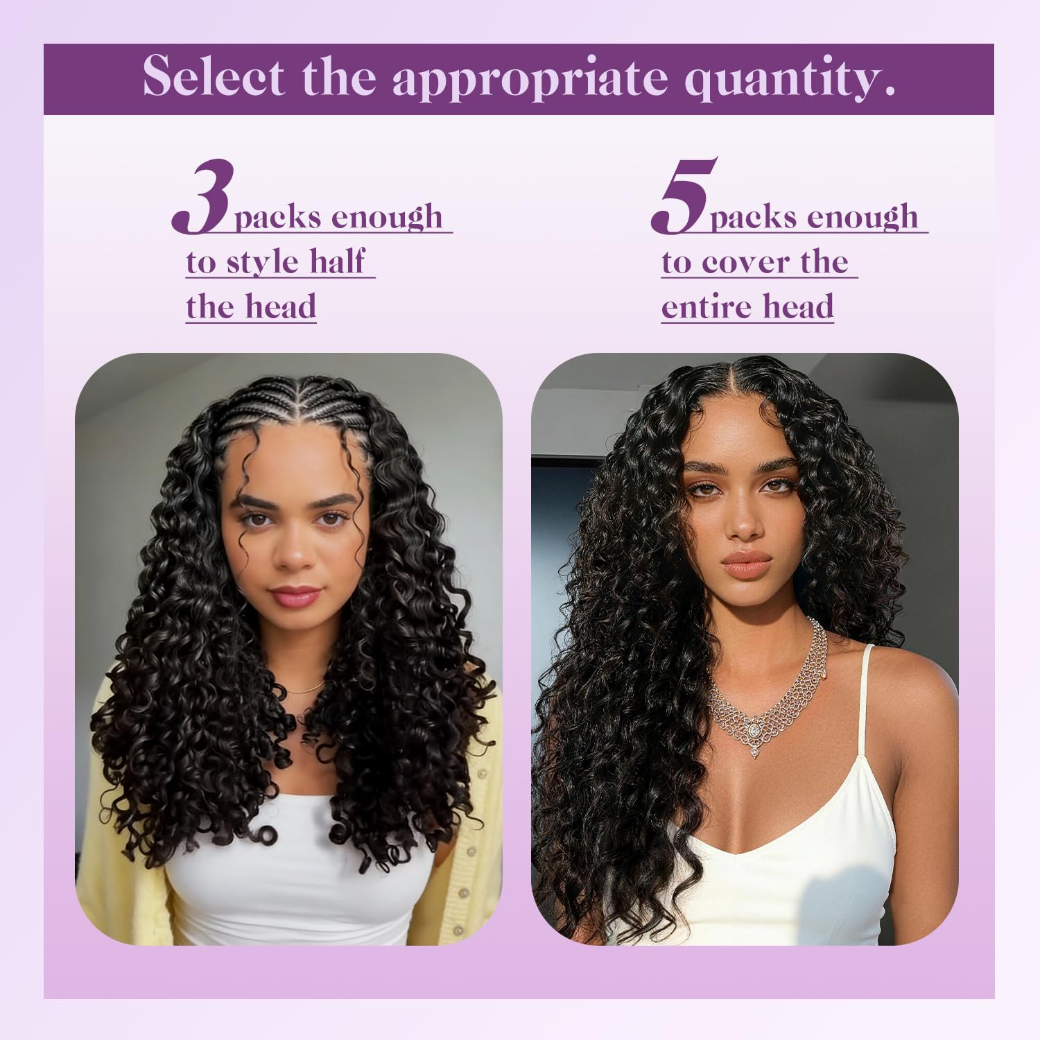 Detalle de Miokimou Feather Crochet Human Hair 20Inch Deep Wave: Knotless, Pre-Separated for a Fuller Look