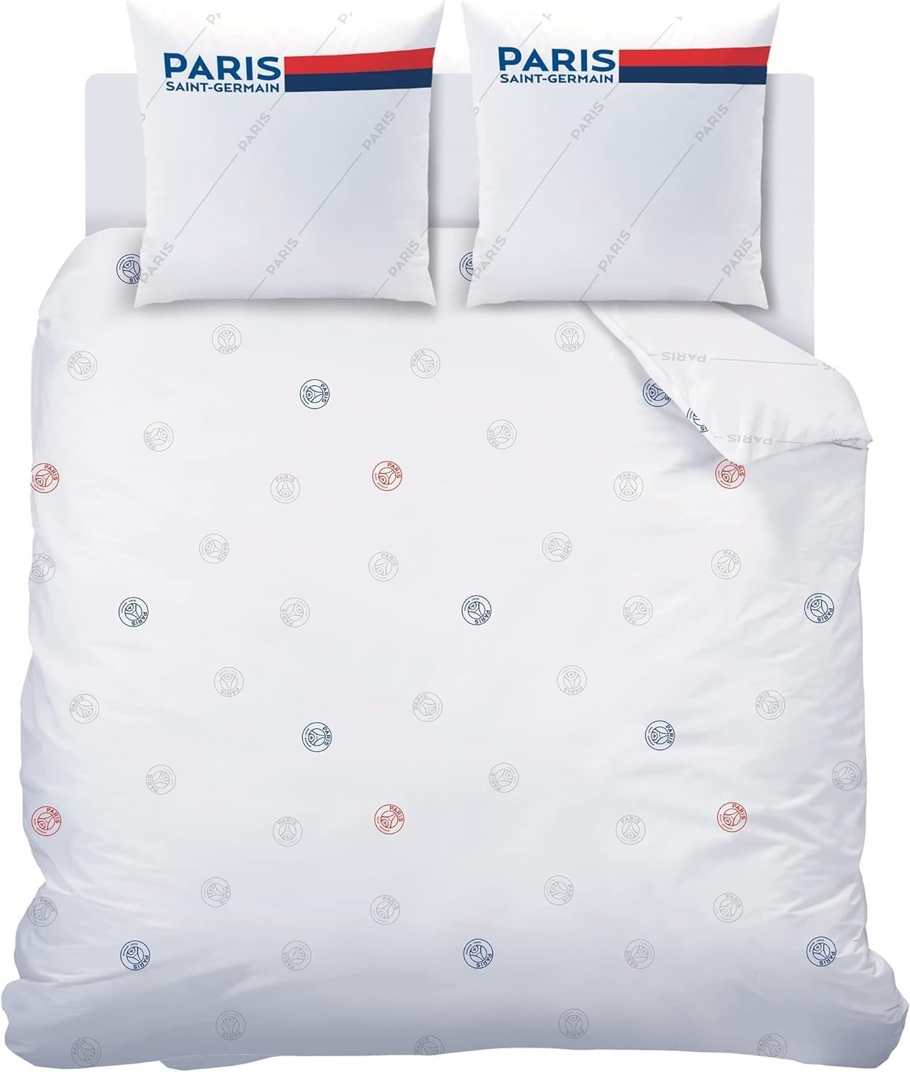 Thumbnail 1 de CTI PSG Retro White Parure de Lit 220x240 cm – 100% coton, Oeko-TEX, Housse de couette et taies réversibles