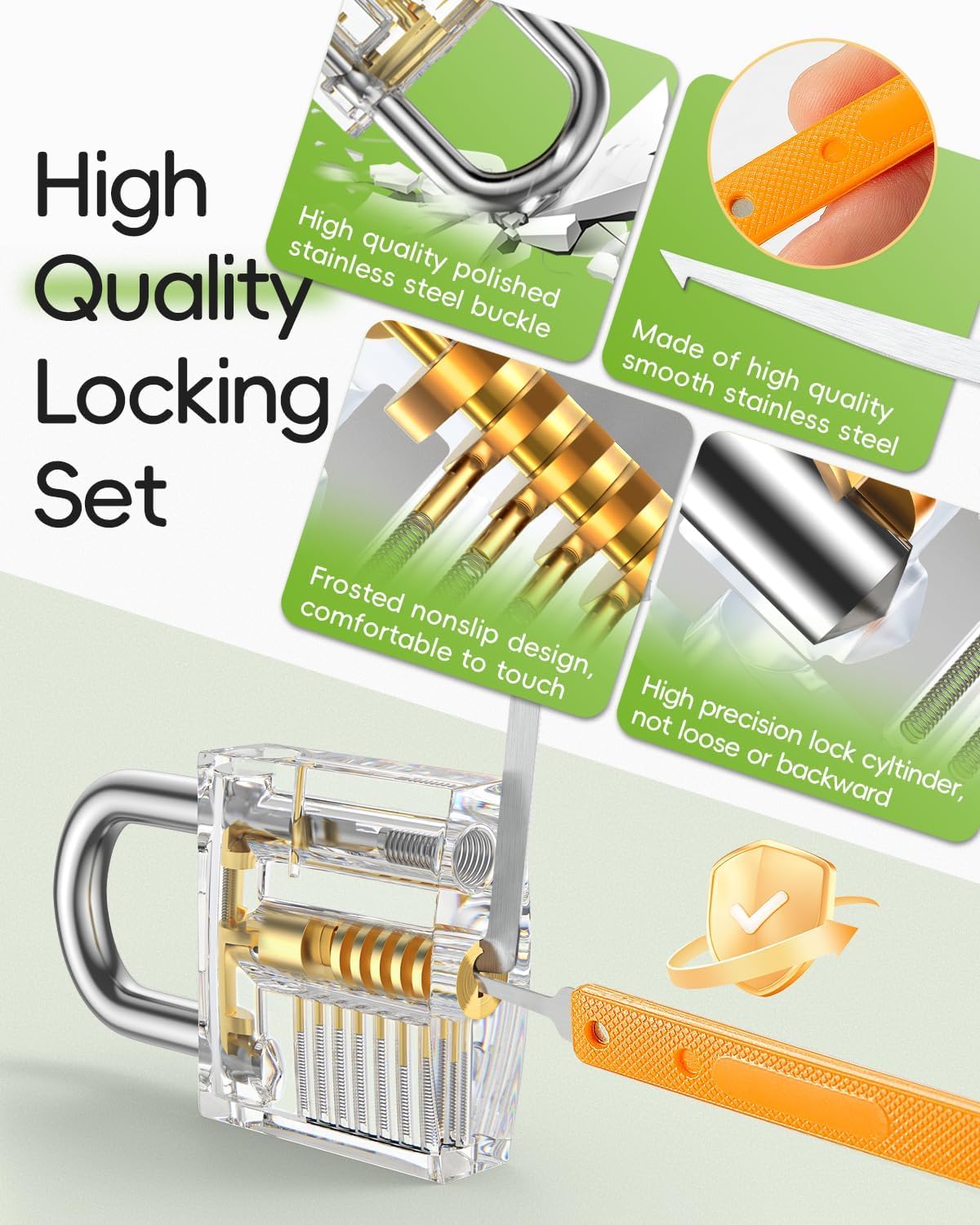 Thumbnail 4 de Eventronic Lock Picking Kit (36-piece) with 4 Transparent Training Locks & Zip Case – Orange