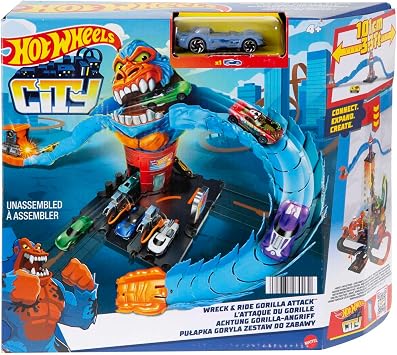 Detalle de Hot Wheels City: Pista Gorila en la Gasolinera 🦍