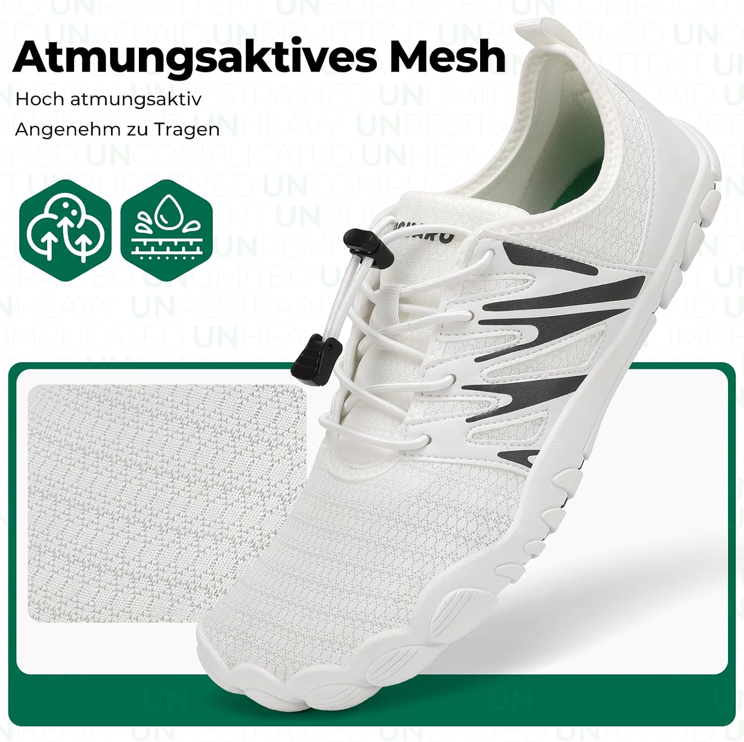 Detalle de SAGUARO Herren Barfußschuhe mit breiter Zehenbox – leichte, atmungsaktive Badeschuhe (Gr. 39–48)