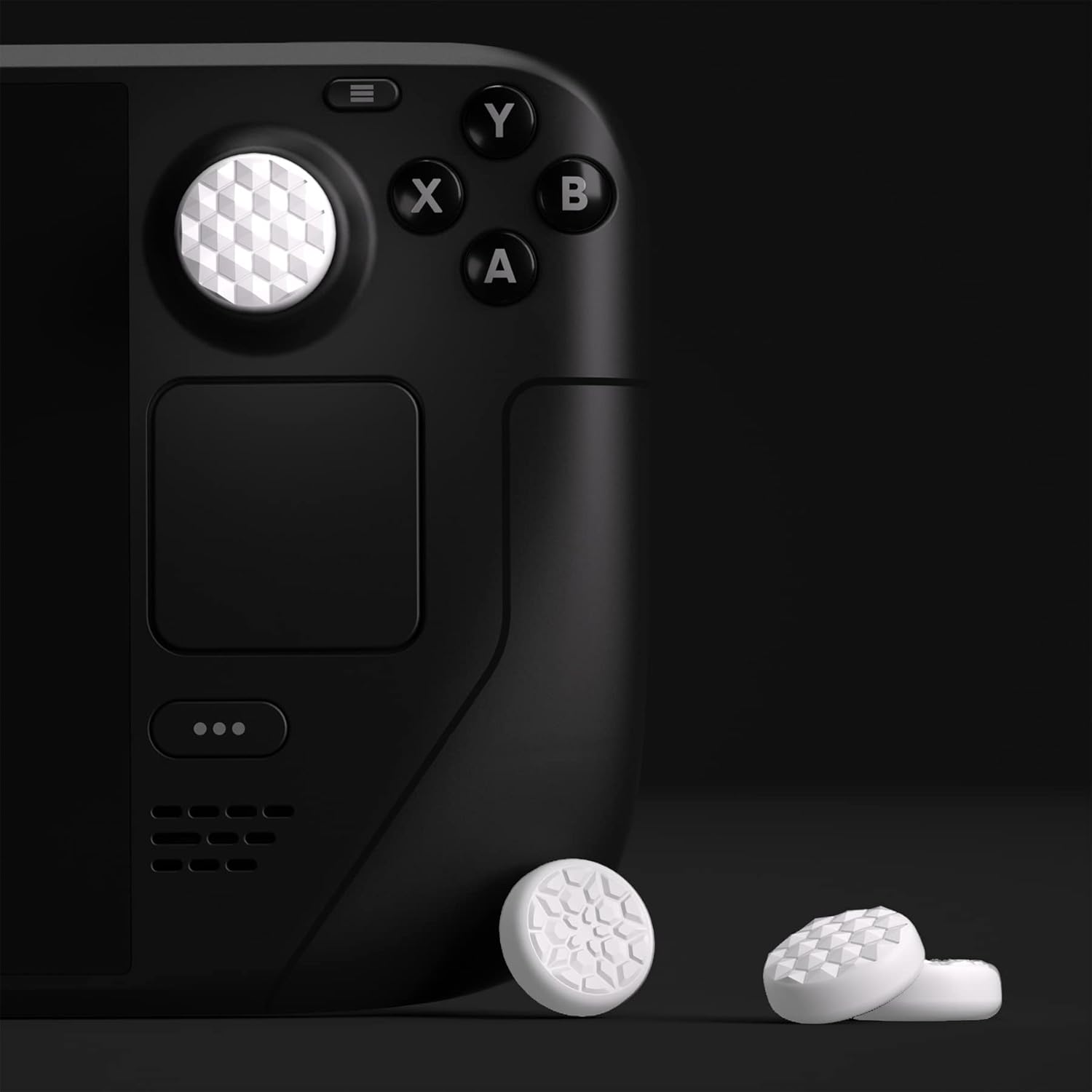 Thumbnail 4 de Playvital Thumb Grip Caps for Steam Deck LCD & OLED (and PS Portal) – Diamond Grain & Crack Bomb Design, White