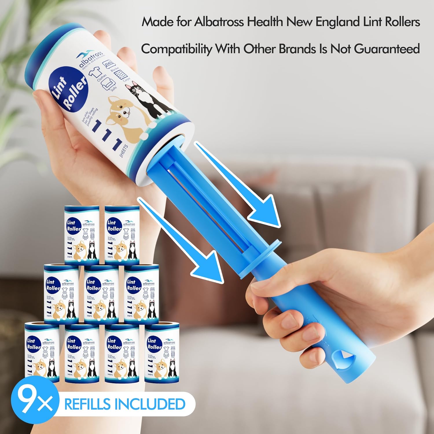 Detalle 2 de Albatross Health New England Lint Roller Refills for Pet Hair (Extra Sticky) – Mega Value Set of 999 Sheets