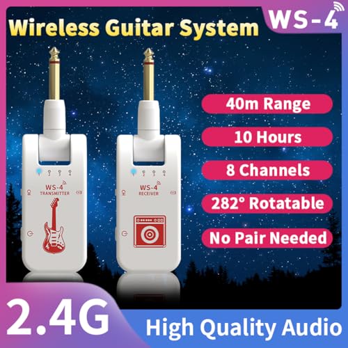 Detalle de Système de Guitare Sans Fil Tiandirenhe 2,4 GHz – 8 canaux, rechargeable, audio en temps réel