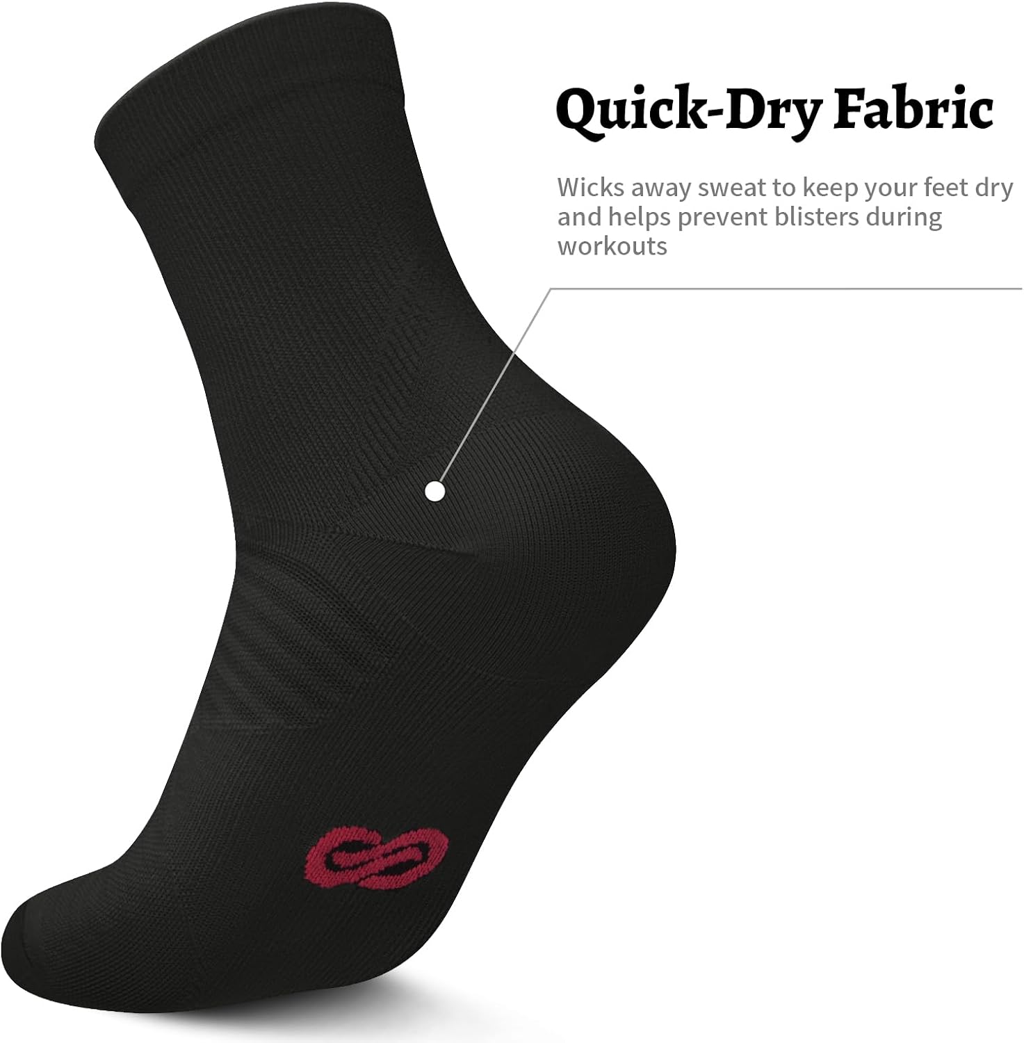 Detalle de Compression Running Ankle Socks (6 Pairs) for Men and Women – Quarter Athletic Socks for Running, Cycling, Golf, Work