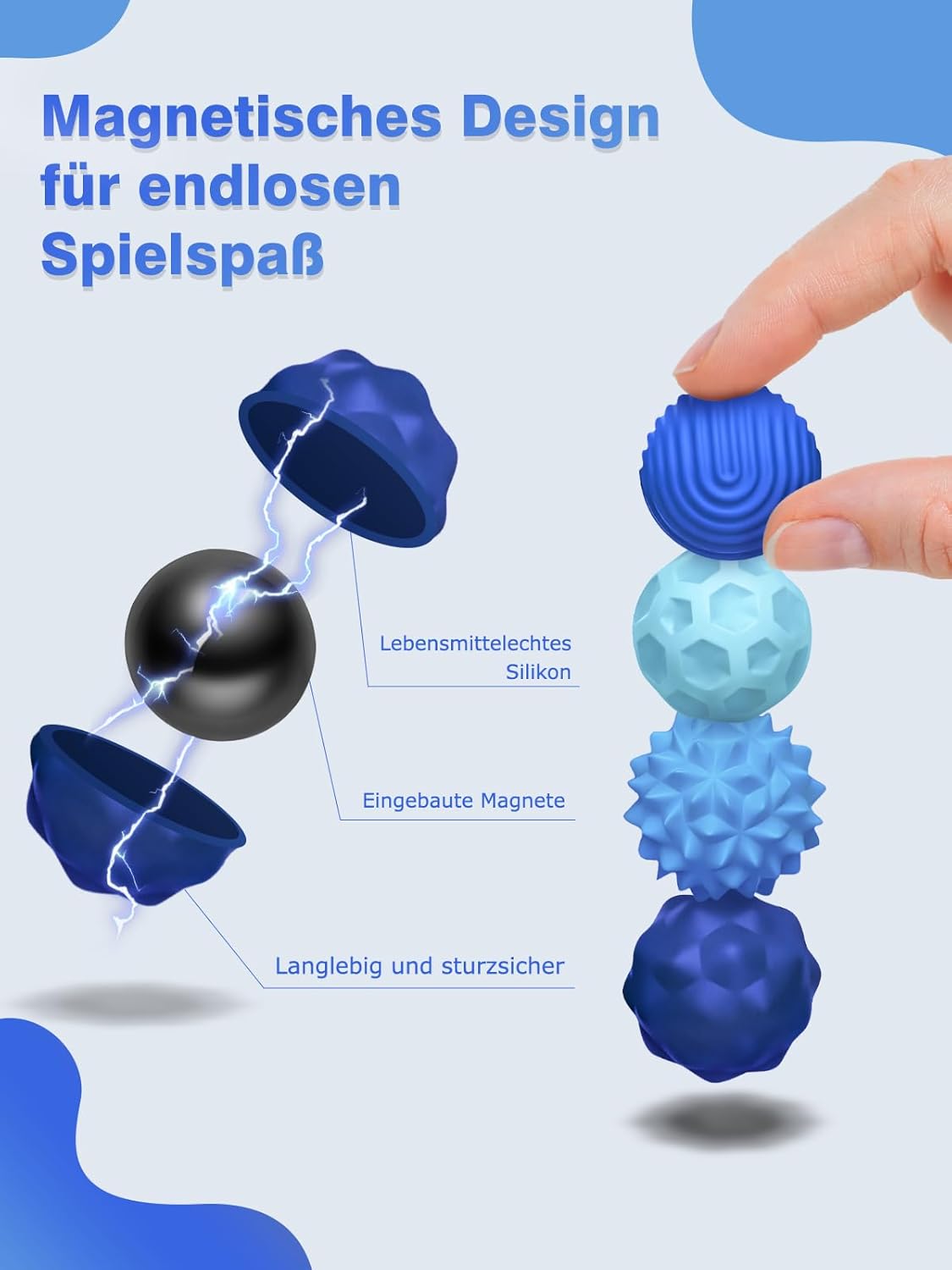 Detalle de Magnetische Fidget Toys 8er Set Blau