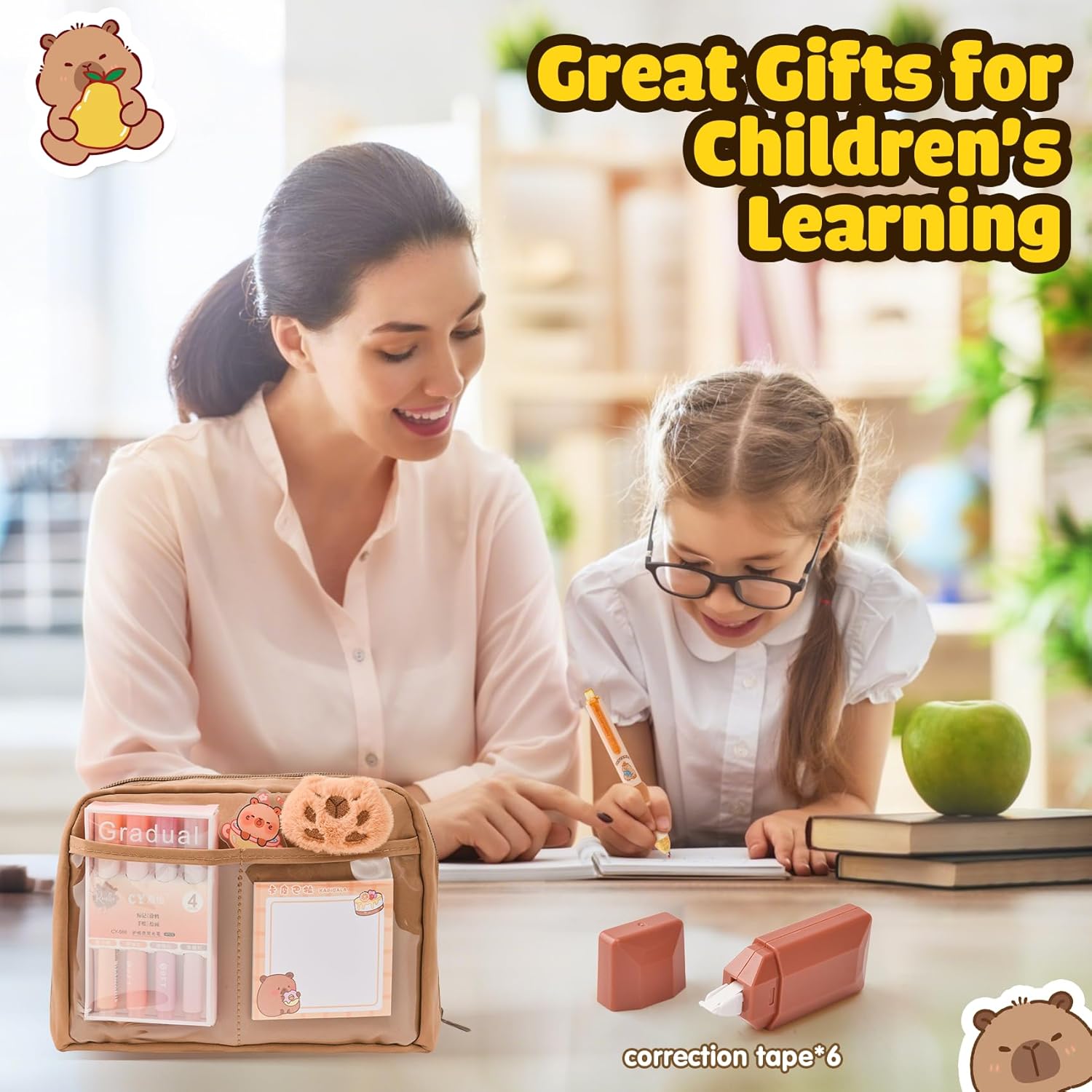 Thumbnail 4 de LTFIOON Capybara kit scuola Capibara con astuccio multistrato e accessori (penne, clip, righelli)