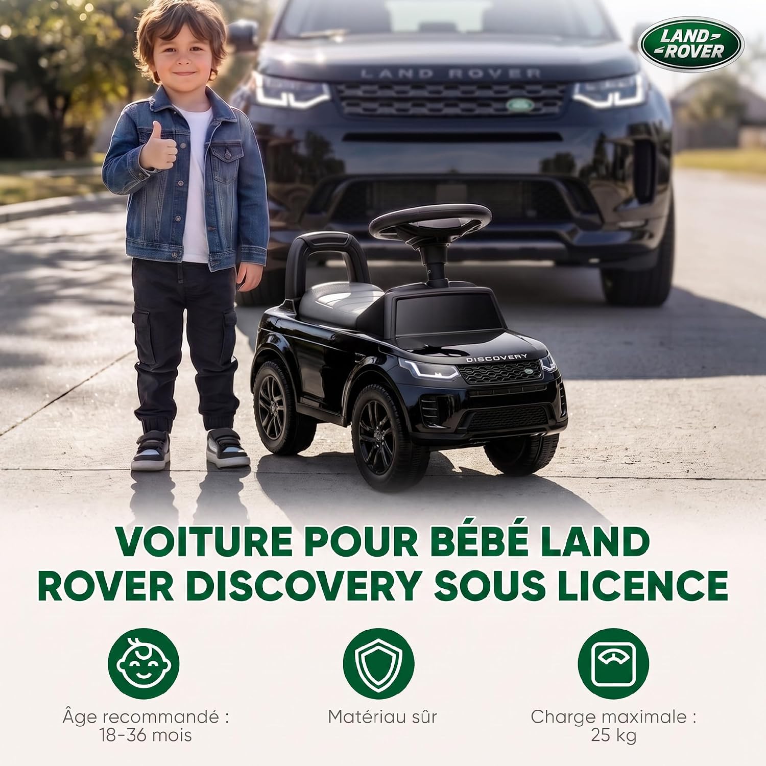 Thumbnail 2 de AIYAPLAY 370-437V00BK Land Rover kinderauto met claxon en opbergruimte