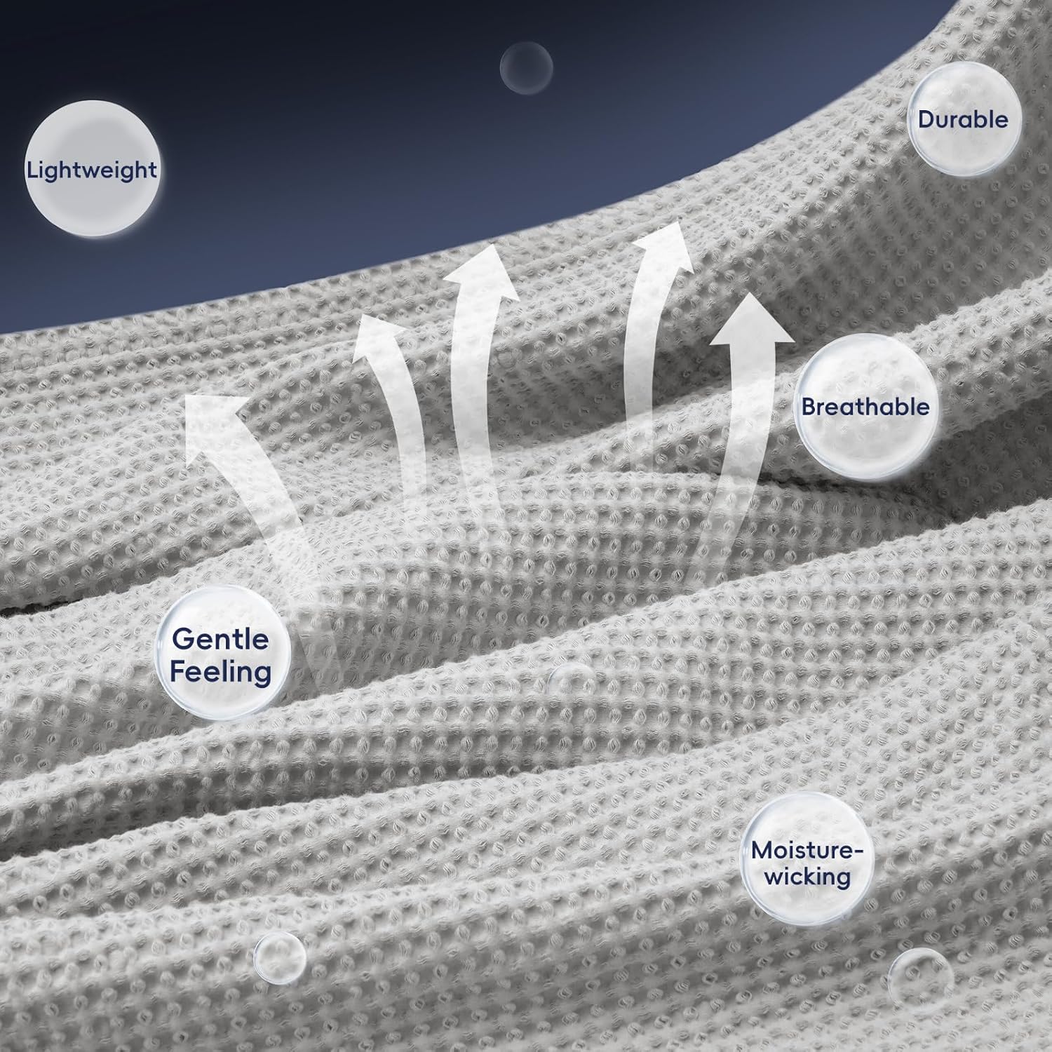 Thumbnail 4 de PHF 100% Cotton Waffle Weave Blanket (Super King, 230 x 270cm) – Pre-washed Lightweight Breathable Throw, Oeko-TEX certified, Light Grey