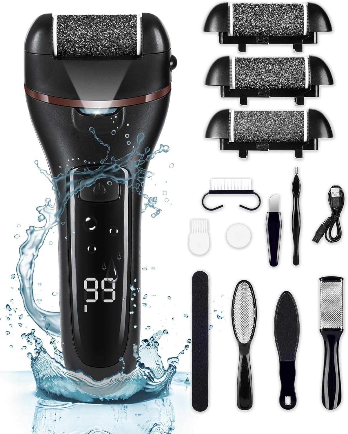 Detalle de Electric Foot File Hard Skin Remover: 16-in-1 Pedicure Set for Dry, Cracked Heels