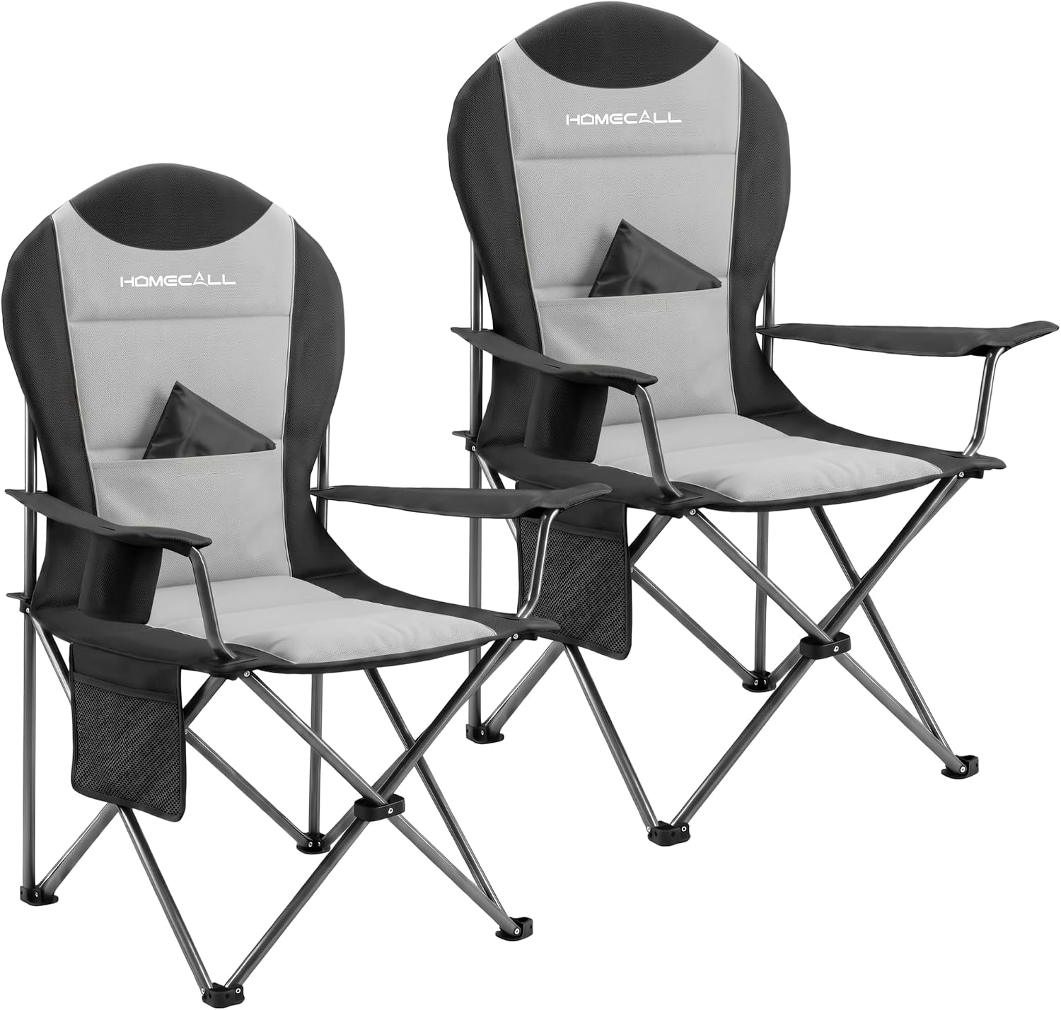 Detalle de Homecall Campingstuhl Faltbar bis 150 kg – Angelstuhl 108 cm, Grau (2 Stück)