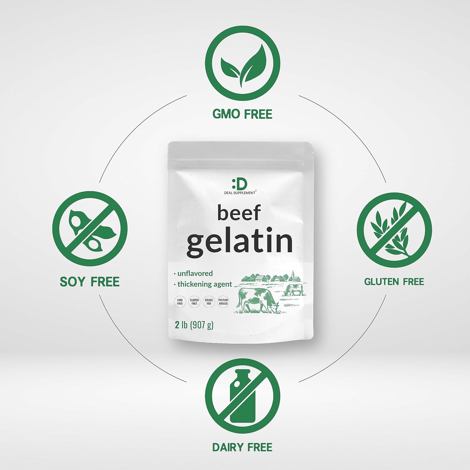 Thumbnail 2 de DEAL SUPPLEMENT Unflavored Beef Gelatin Powder, 2 lb, Grass-Fed Bovine