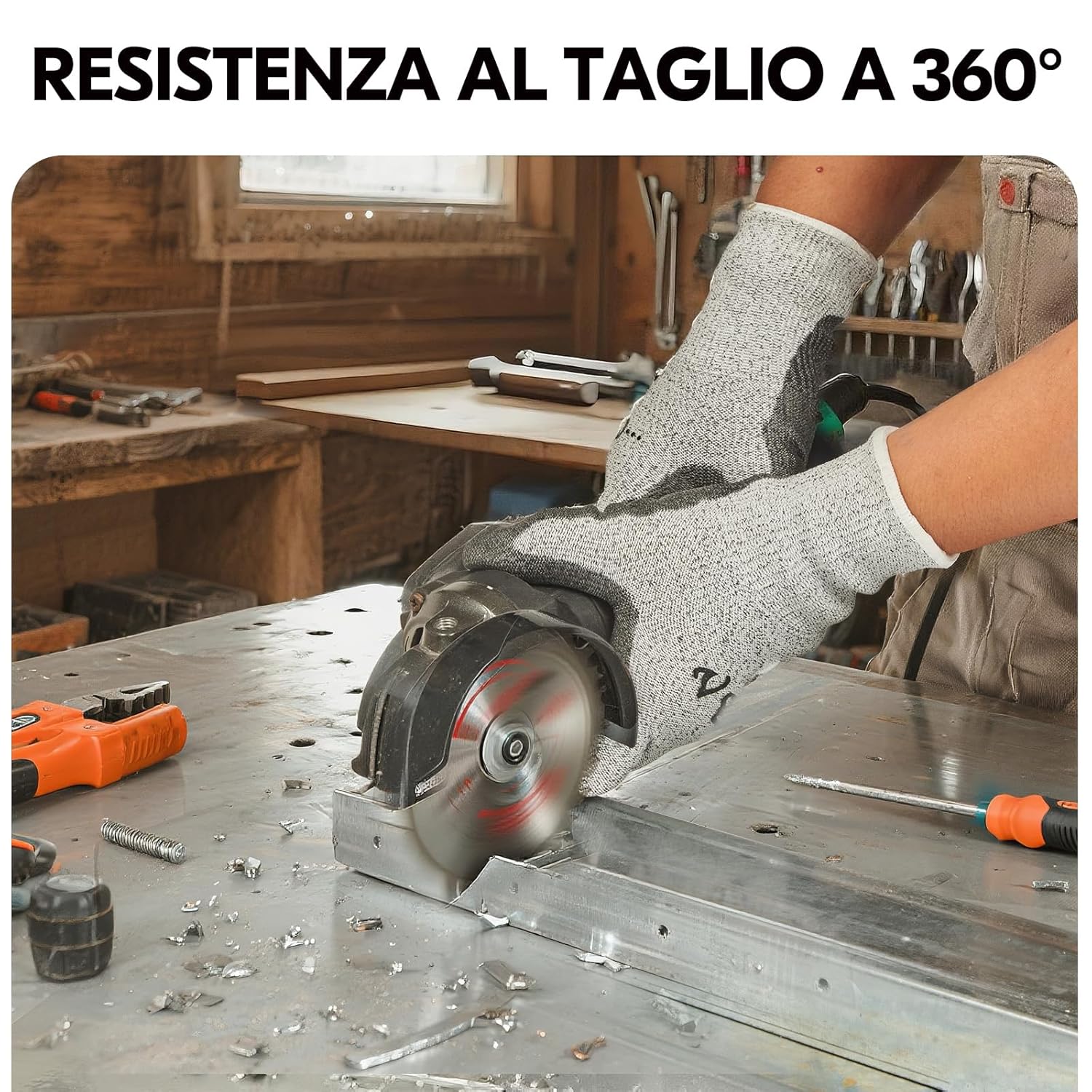 Thumbnail 3 de Vgo... Guanti da lavoro in nitrile antitaglio (2 paia) con HPPE, livello EN388 C e ANSI A3