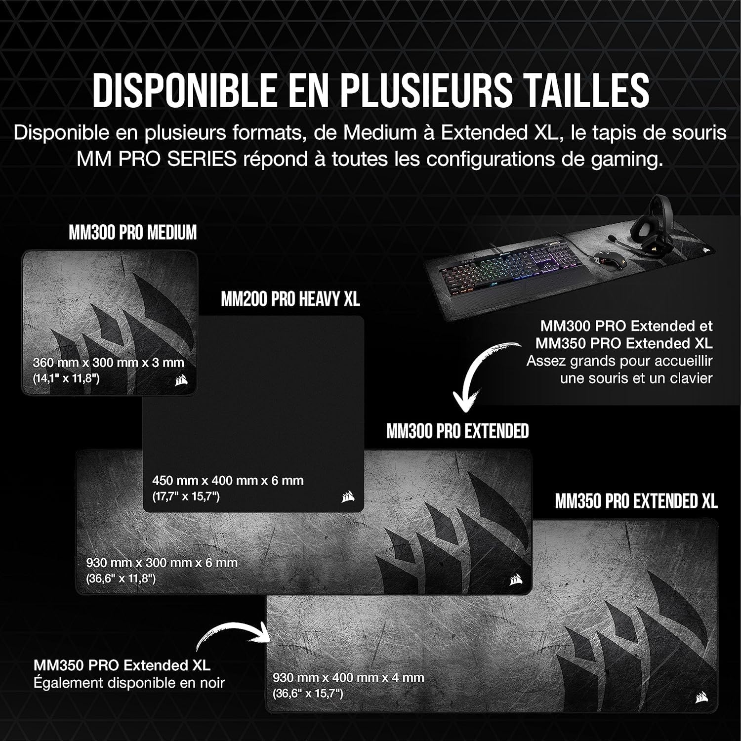 Thumbnail 6 de Corsair MM300 PRO : tapis de souris gaming étendu 93 x 30 cm, tissu micro-maille et base antidérapante