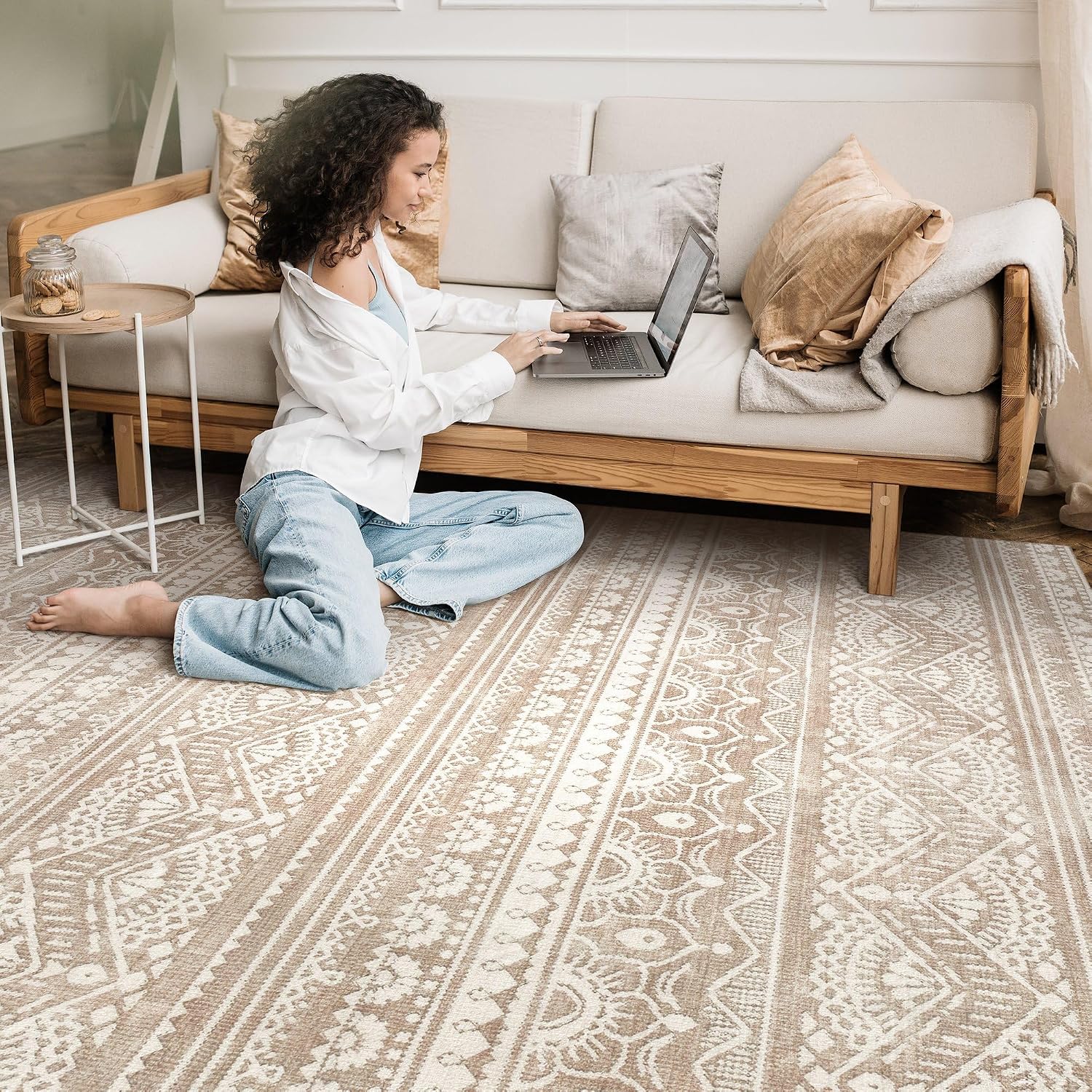 Thumbnail 6 de Tortania 10x12 Washable Area Rug: Soft, Non-Slip Boho-Style Rug for Living Room & More