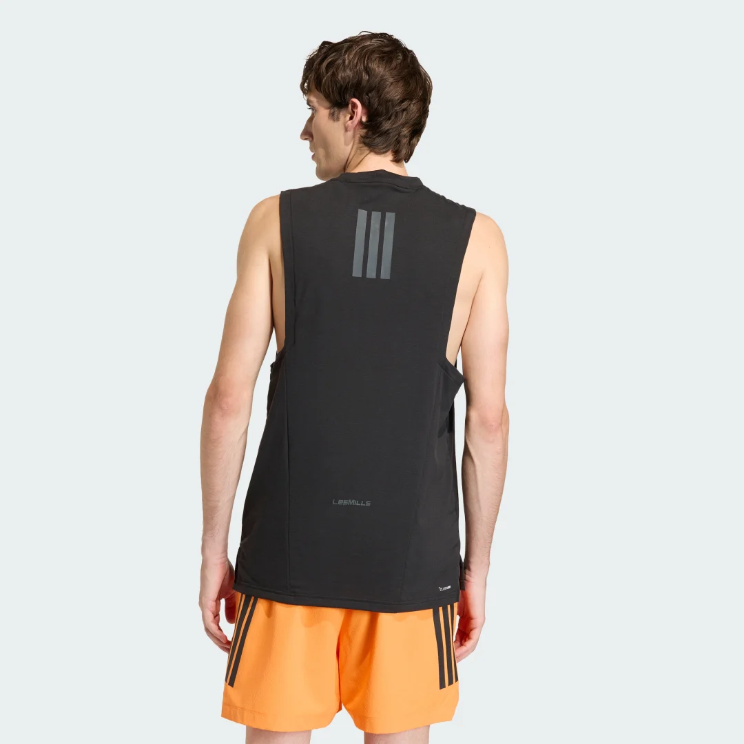 Detalle de Adidas Camiseta estampada sin mangas Les Mills – Negro