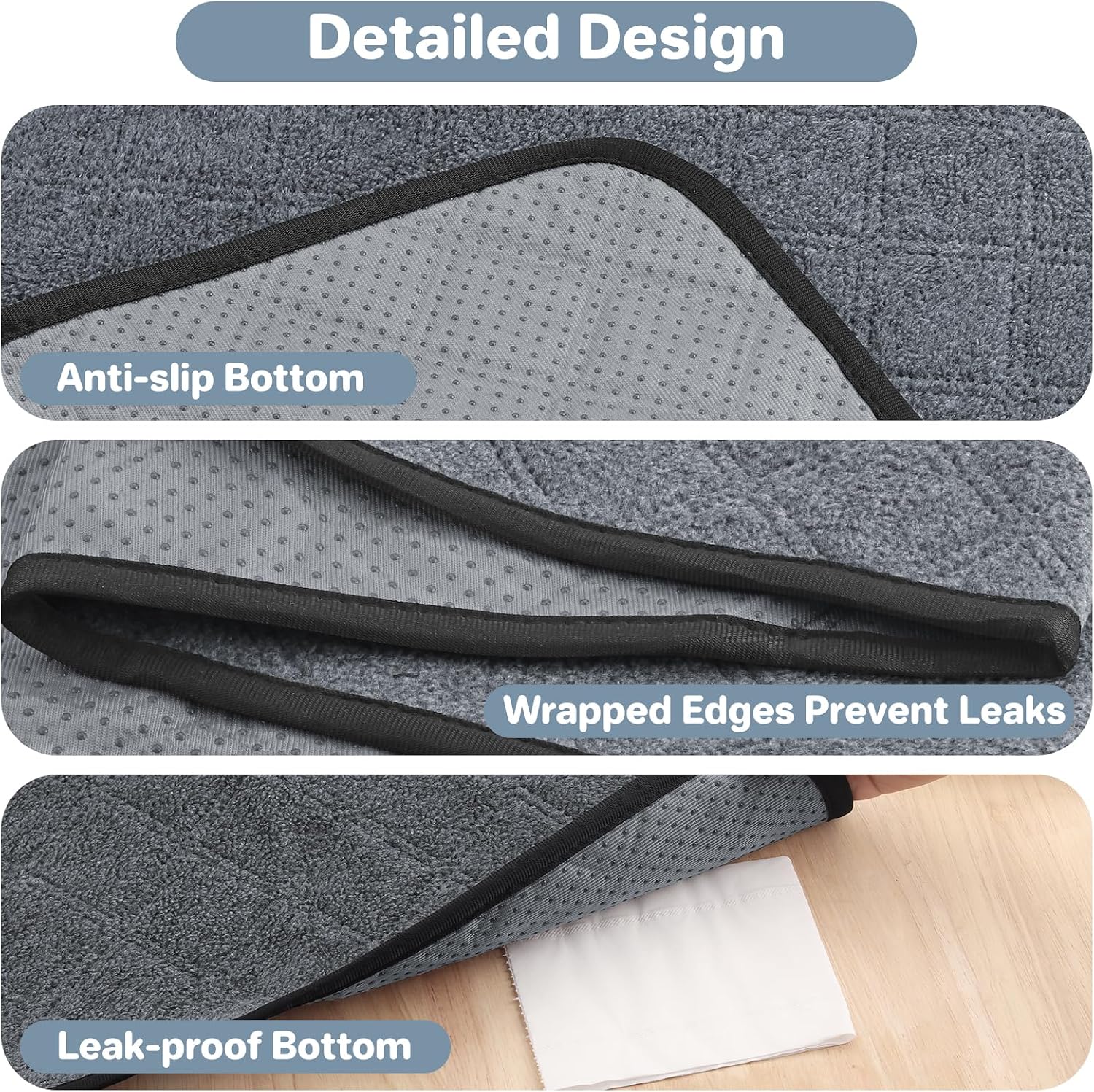 Detalle de Luvore 2 Pack Washable Dog Pee Pad 70×100cm — Absorbent, Non-Slip Training Mats for Indoor Use