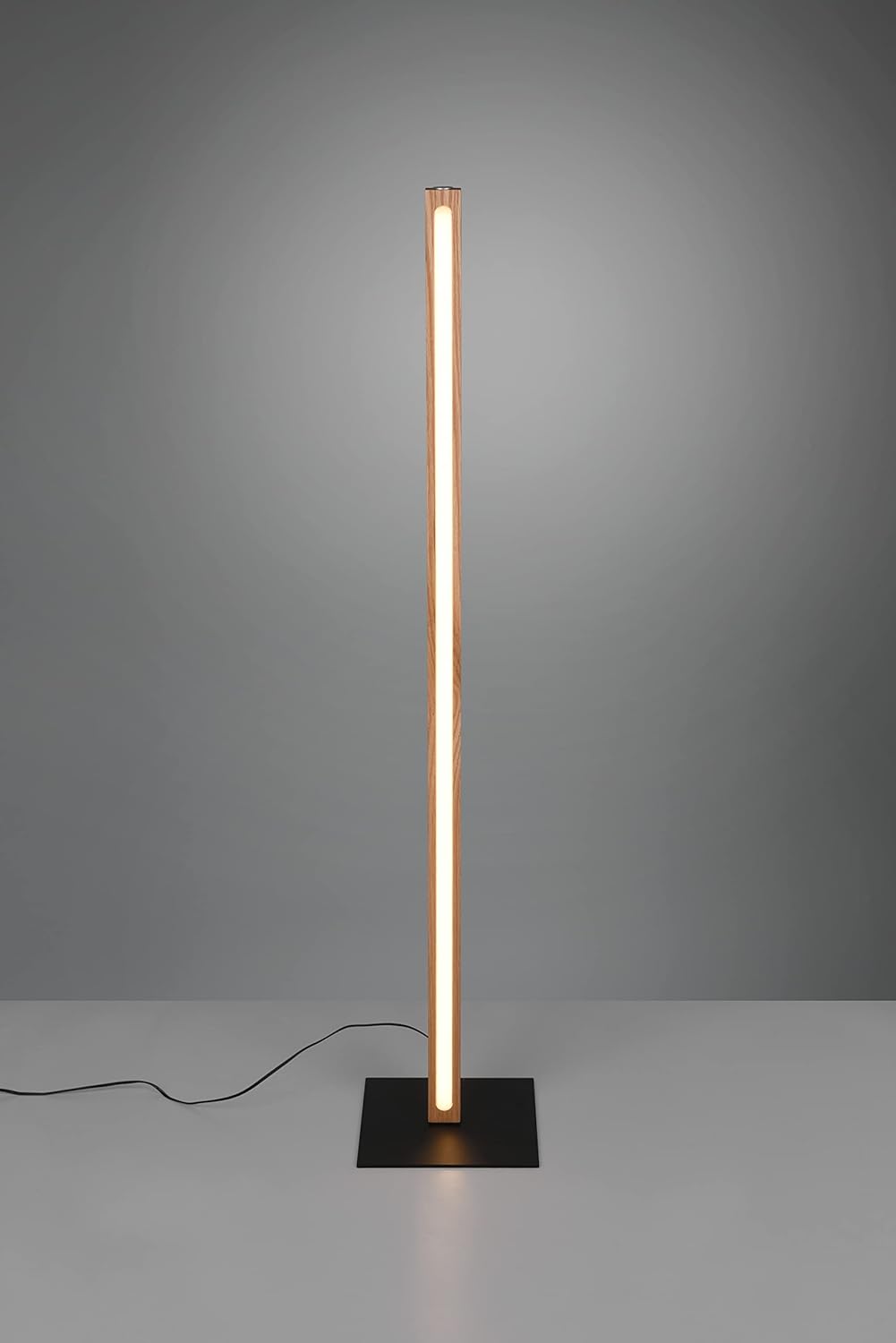 Thumbnail 3 de Trio, Lampadaire Bellari 1xLED — éclairage chic en bois de chêne et socle noir