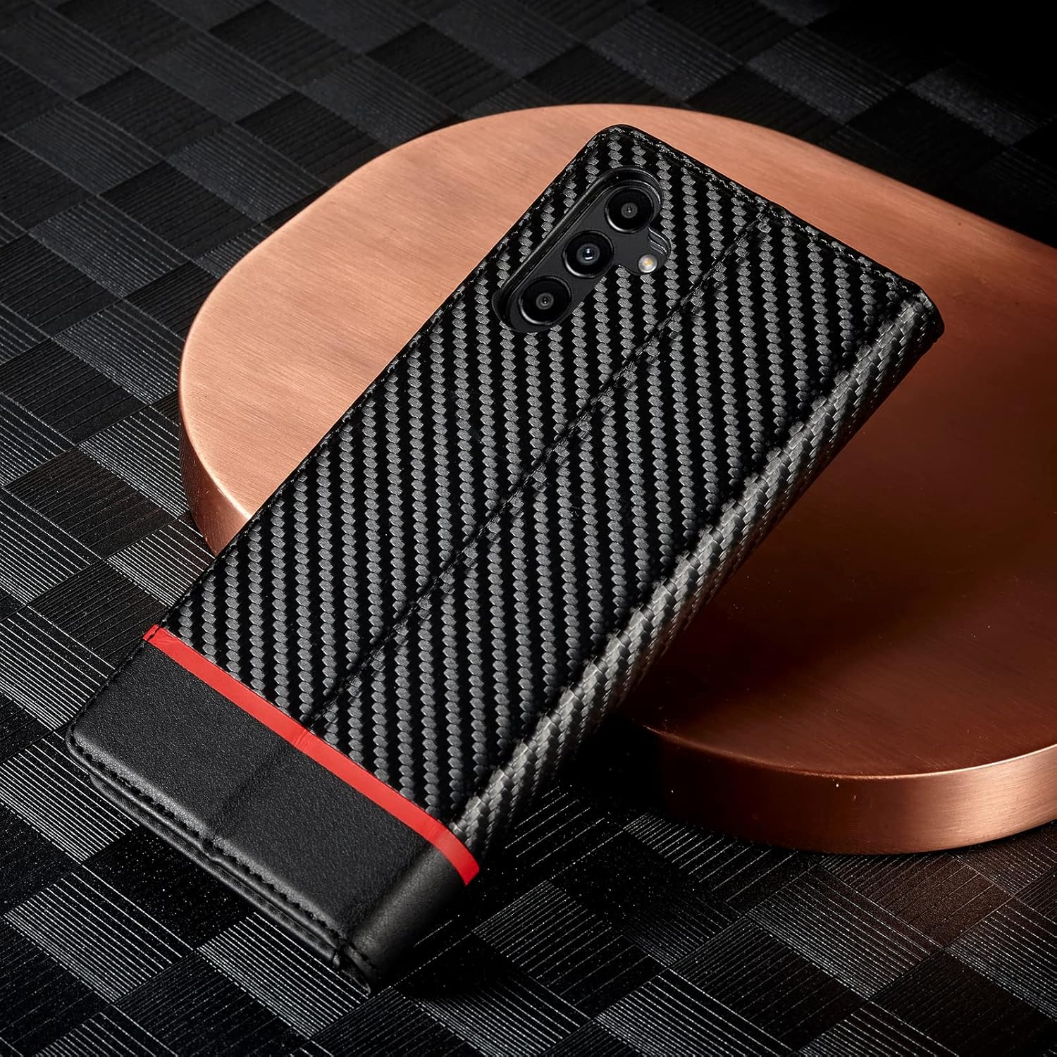 Thumbnail 6 de ZTOFERA Wallet Case for Samsung Galaxy A55 5G: Carbon Fibre Flip with Card Holder and Magnetic Closure