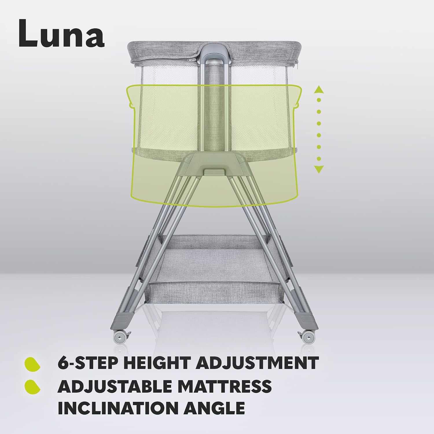 Thumbnail 2 de Lionelo Luna 2in1 Bedside Crib: Height-Adjustable, Incline Option, and Portable Co-Sleeper