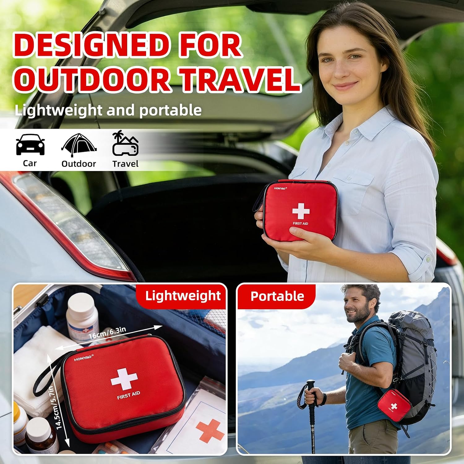 Thumbnail 5 de HONYAO Mini First Aid Kit, 125-Piece Portable Emergency Kit