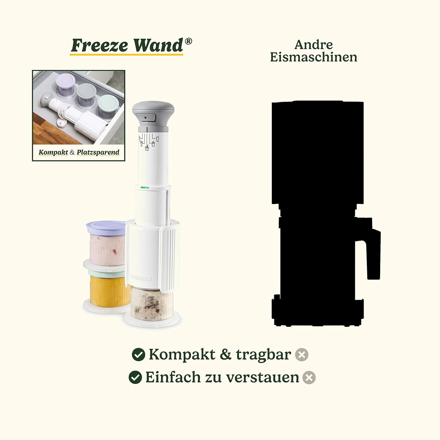 Thumbnail 3 de Cuisinart FreezeWand Eismaschine – 5in1: Eiscreme, Sorbet, Milchshake, Slushie in 3 Bechern