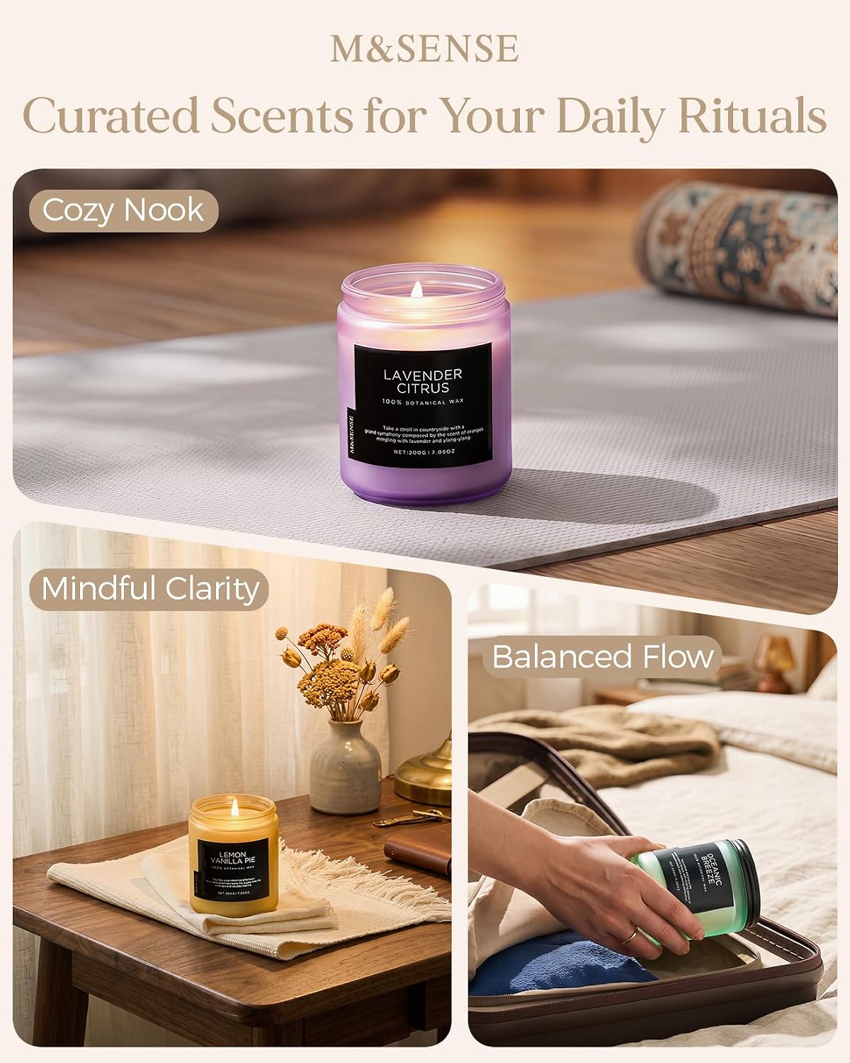 Thumbnail 6 de M&SENSE Cherry Blossom Soy Candle — 7.05oz, 50-Hour Clean Burn in Reusable Jar