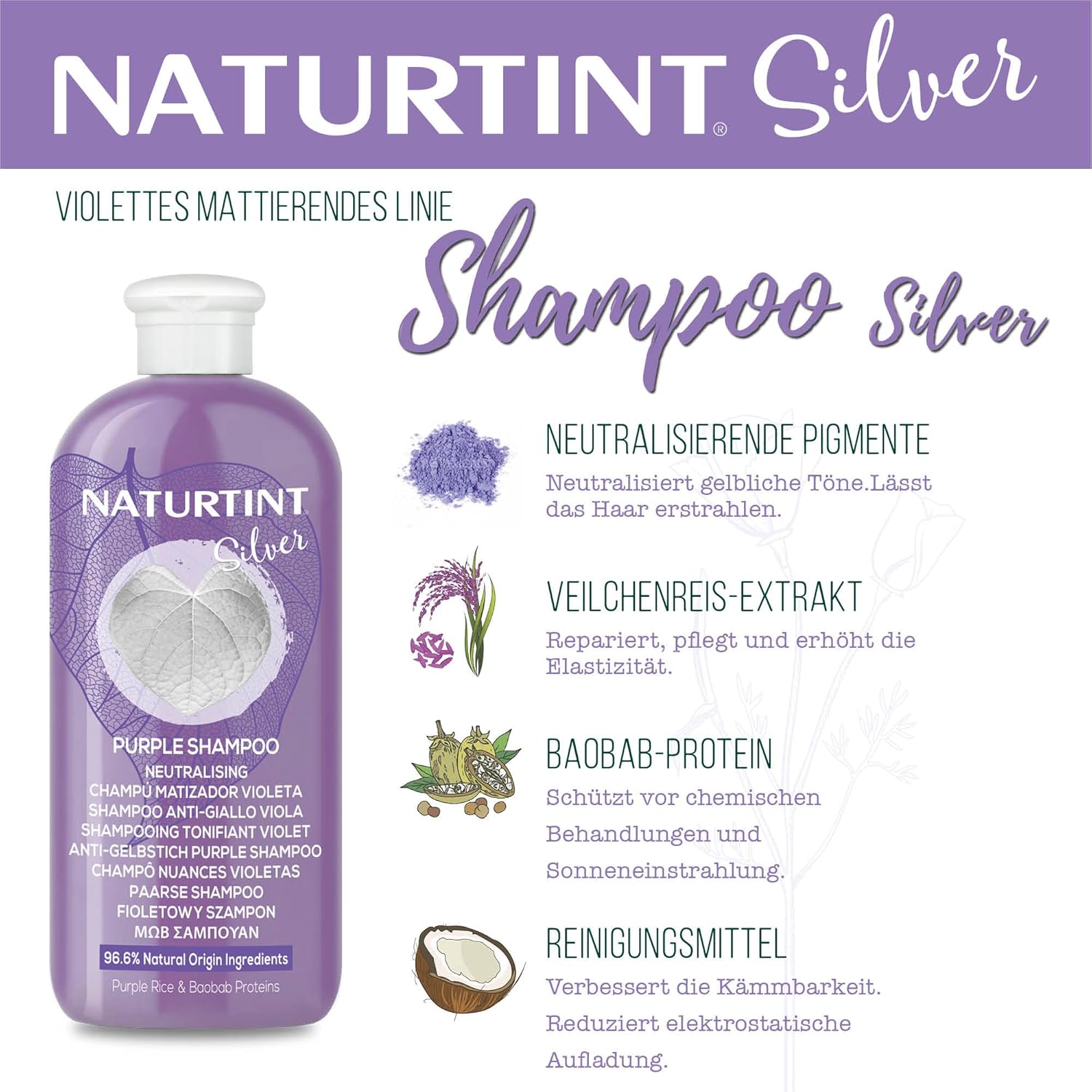 Thumbnail 1 de Naturtint Violet Colour Shampoo – entfernt gelbliche und kupferfarbene Töne im blondem Haar, 330 ml