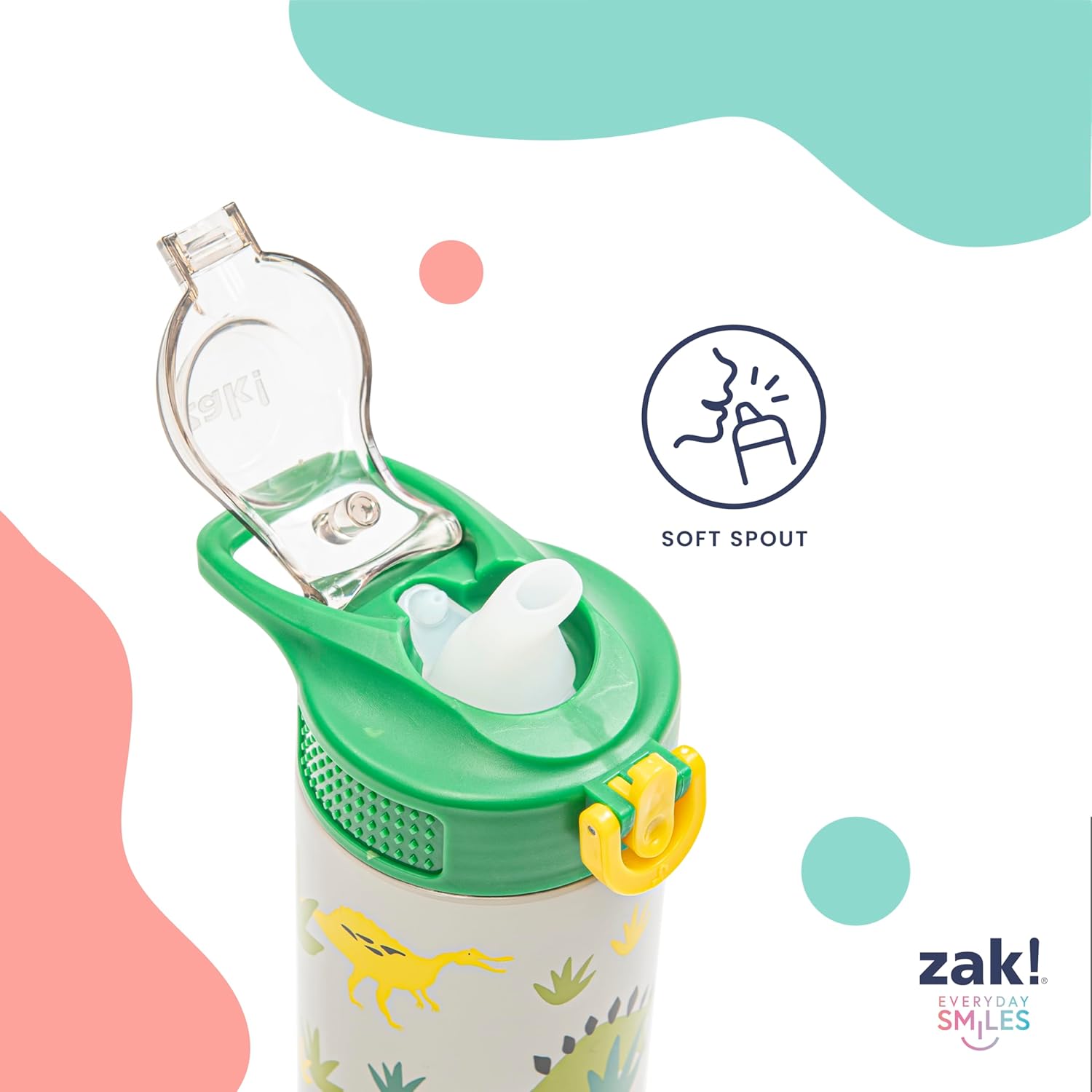 Detalle de Zak Designs Disney Frozen Sage Kids Water Bottle (14oz) — Stainless Steel Straw Bottle With Handle & Leak-Proof Pop-Up Cover