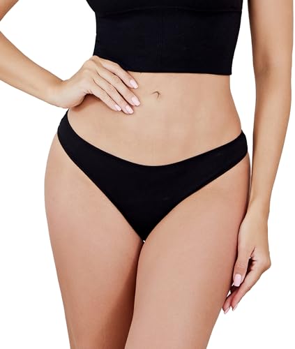 Thumbnail 1 de Channo Tangas de Algodón para Mujer – Pack de 6 (Negro/Beige, Talla L/XL)