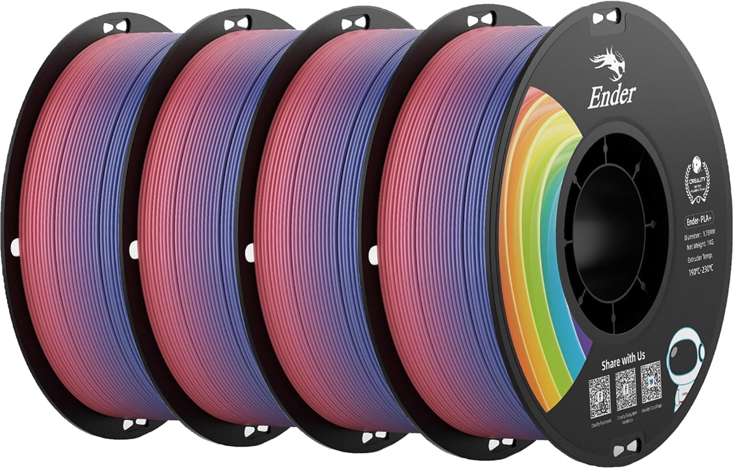 Detalle de Creality Farbverlauf PLA Filament 1,75 mm – Regenbogen Ender PLA+ 4 kg Spule (±0,02 mm) für stabile 3D-Drucke