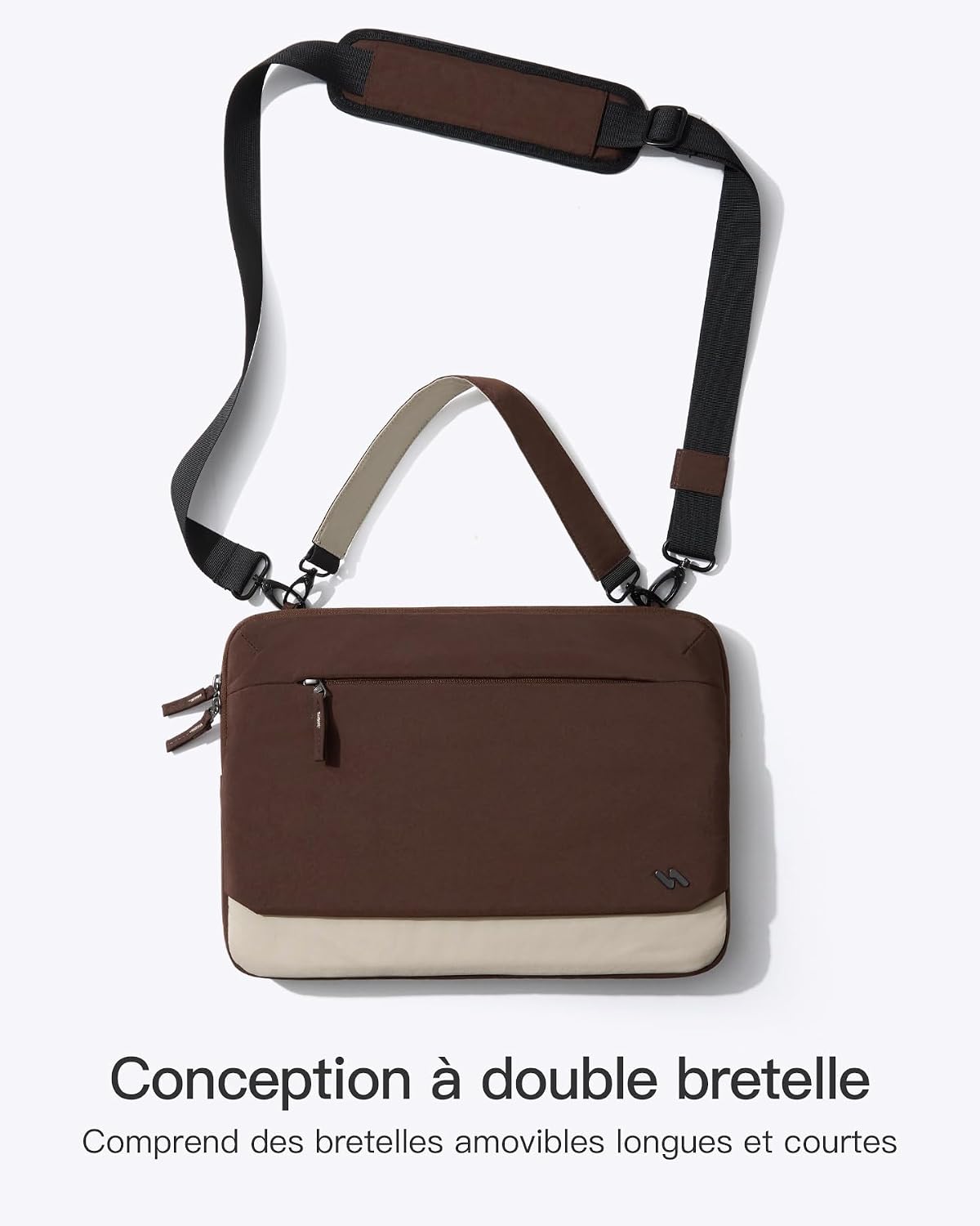 Detalle de Inateck Sac 360° Protection, Grande capacité – Étui dédié 15,6–16'' et 16'' (2024–2019) avec bandoulière, Marron