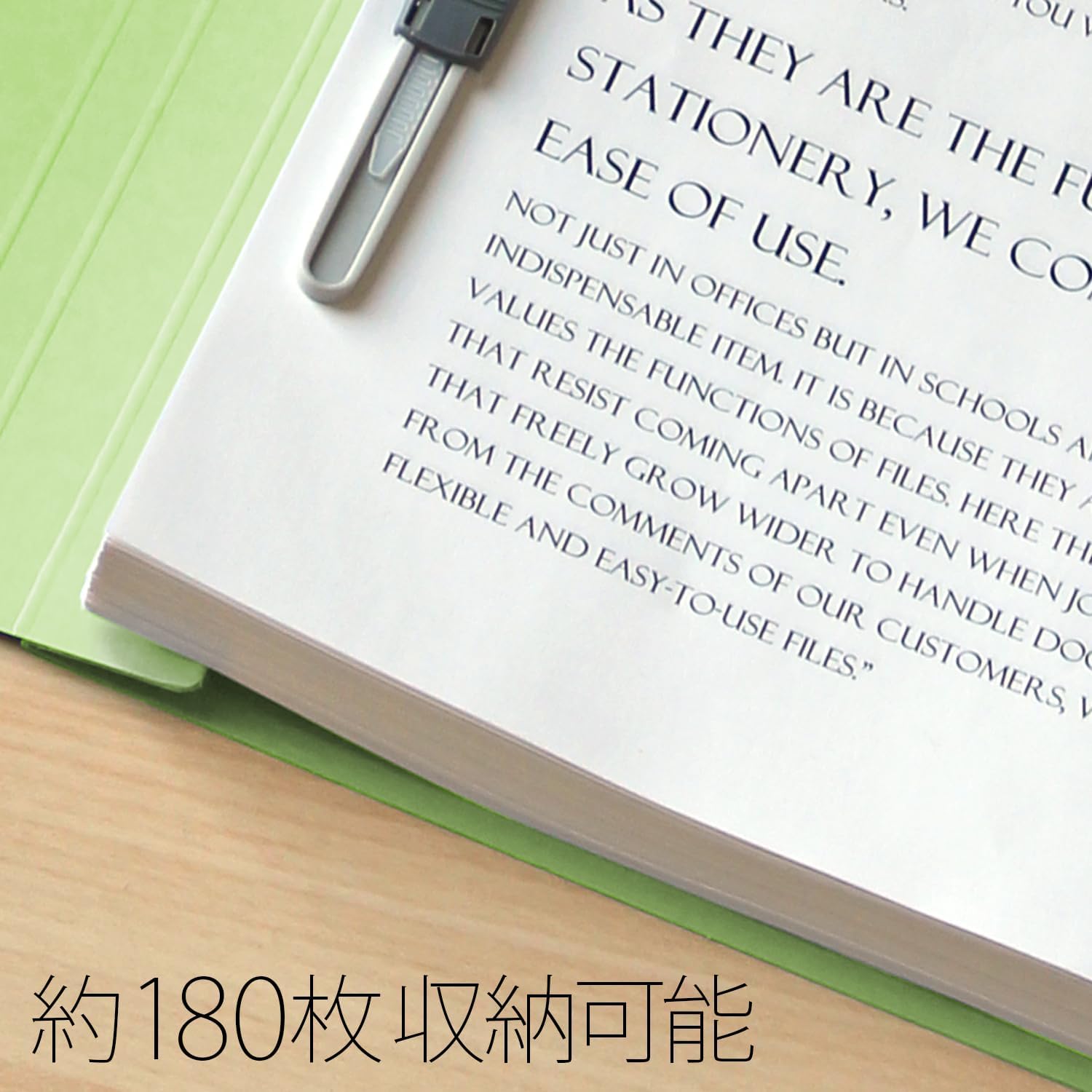 Detalle de PLUS NO.021N A4縦フラットファイル グリーン 10冊入り・再生PP製とじ具