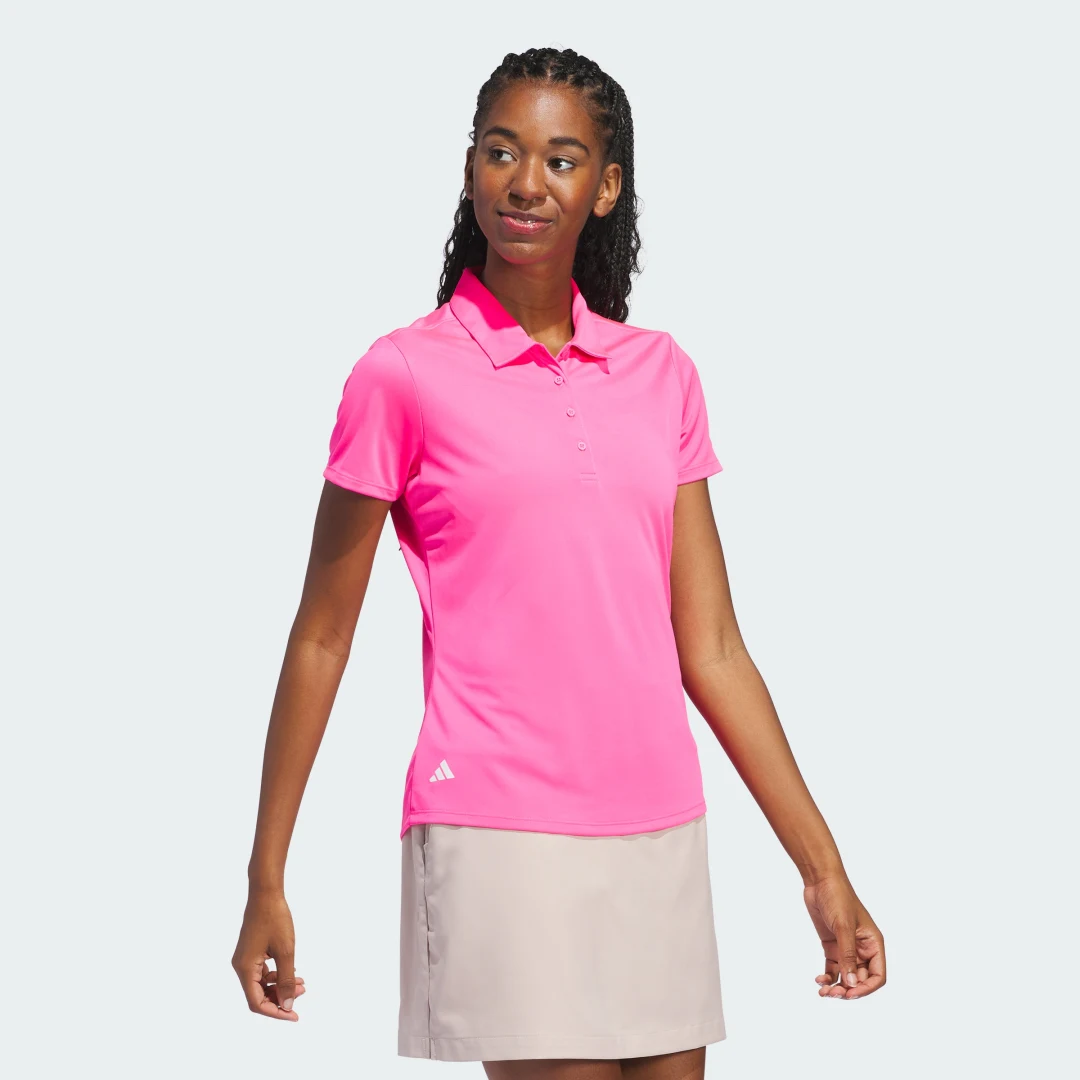 Detalle de Polo Women’s Solid Performance Short Sleeve de Adidas – Rosa
