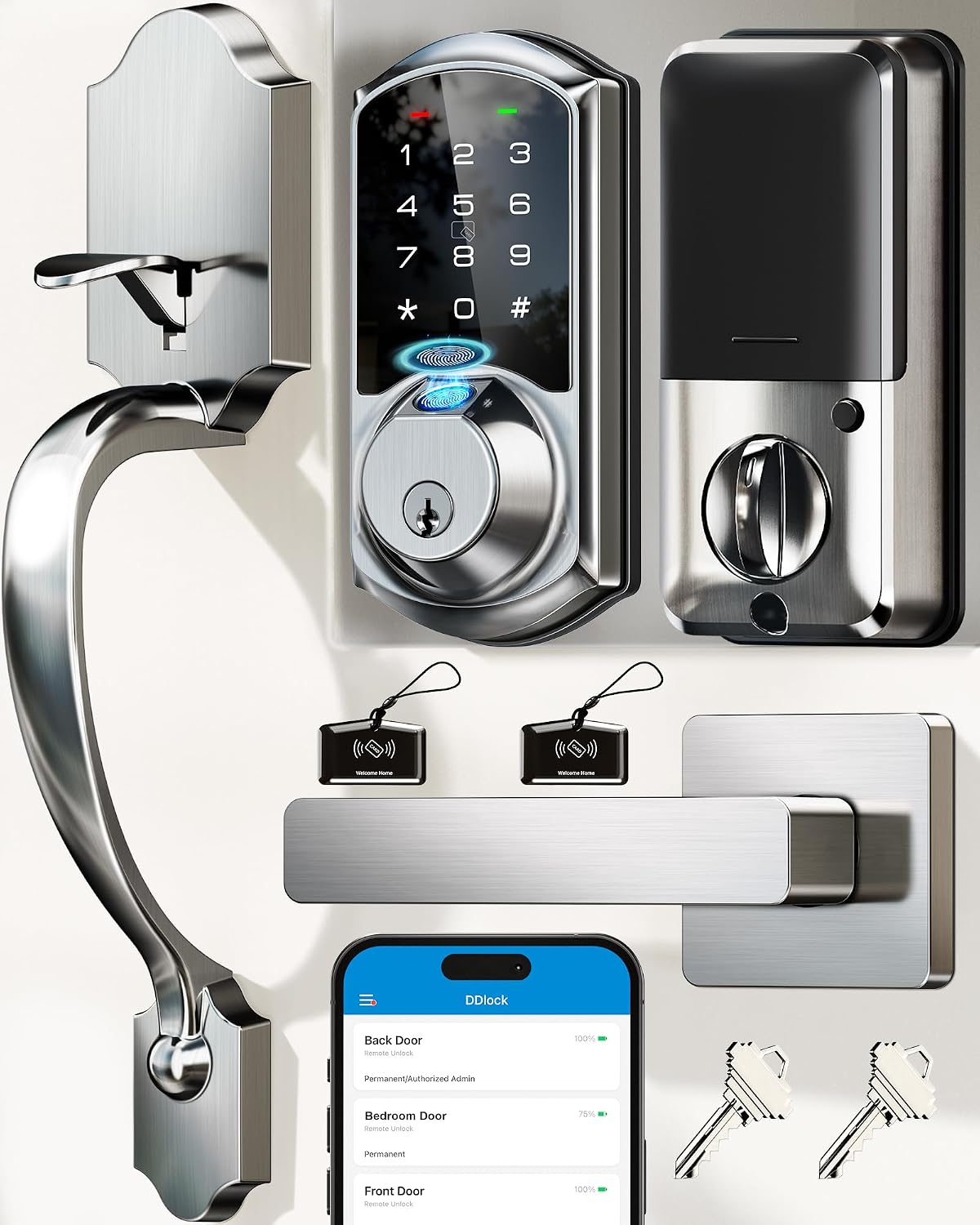 Detalle de Veise Fingerprint Smart Lock Satin Nickel