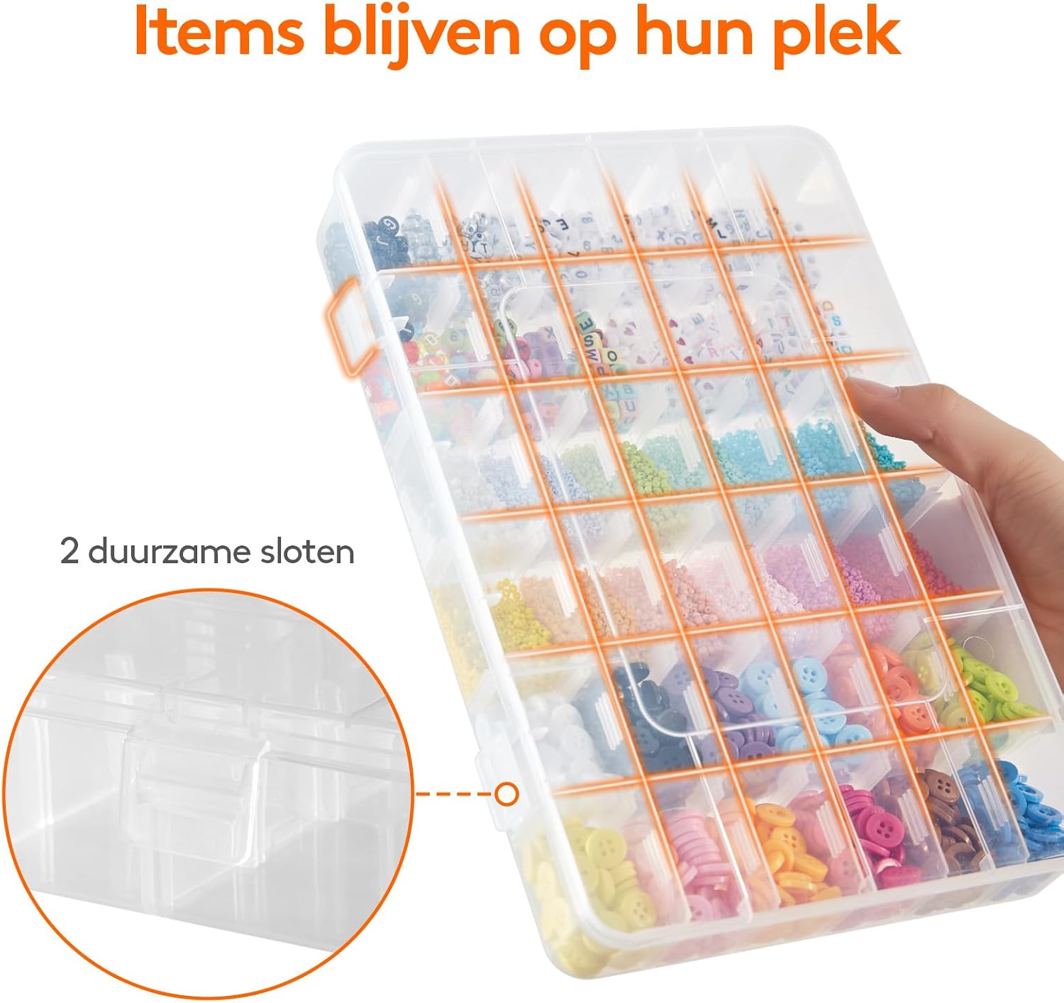 Detalle 2 de Lifewit 22043 opbergdozen met 36 vakken, verstelbare verdelers en kliksluiting