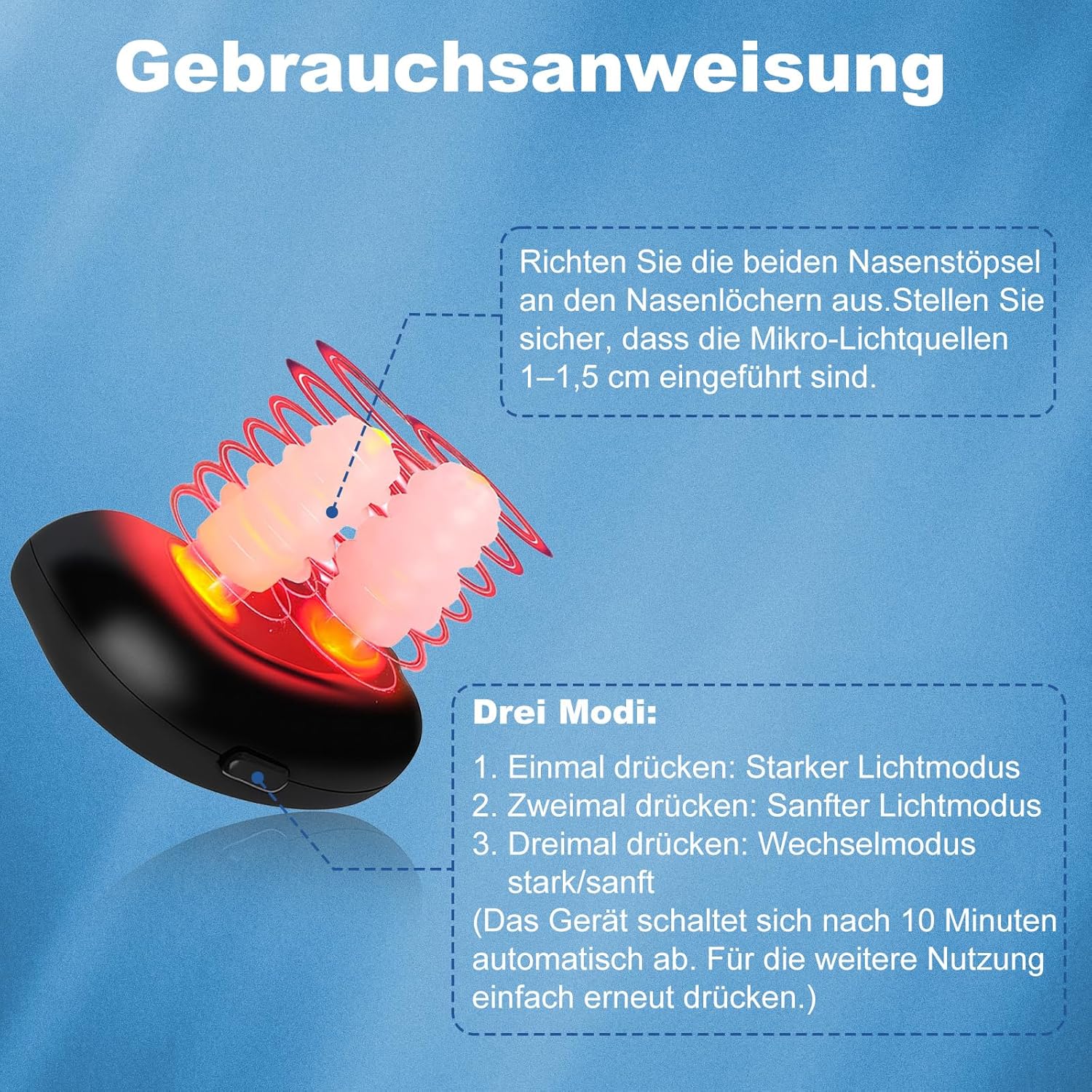 Detalle 2 de FiruTech Sinus Licht Pro für gezielte Nasenpflege – sanfte Lichtanwendung, 3 Modi