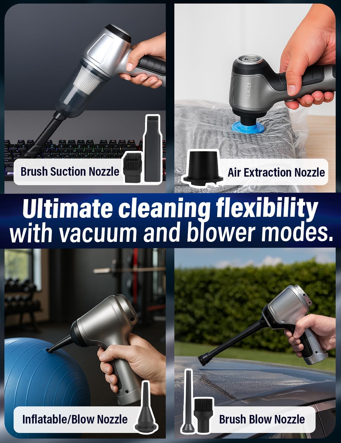 Detalle 2 de EcoNour Handheld Vacuum Cleaner: Powerful 12KPA Suction, 30-Minute Run Time and Portable Cleaning Companion