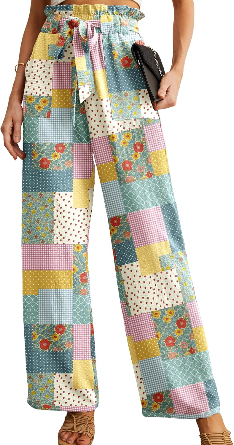 Thumbnail 6 de IWOLLENCE Women's Wide Leg Pants with Pockets: High Waist Knot Tie & Loose Casual Style