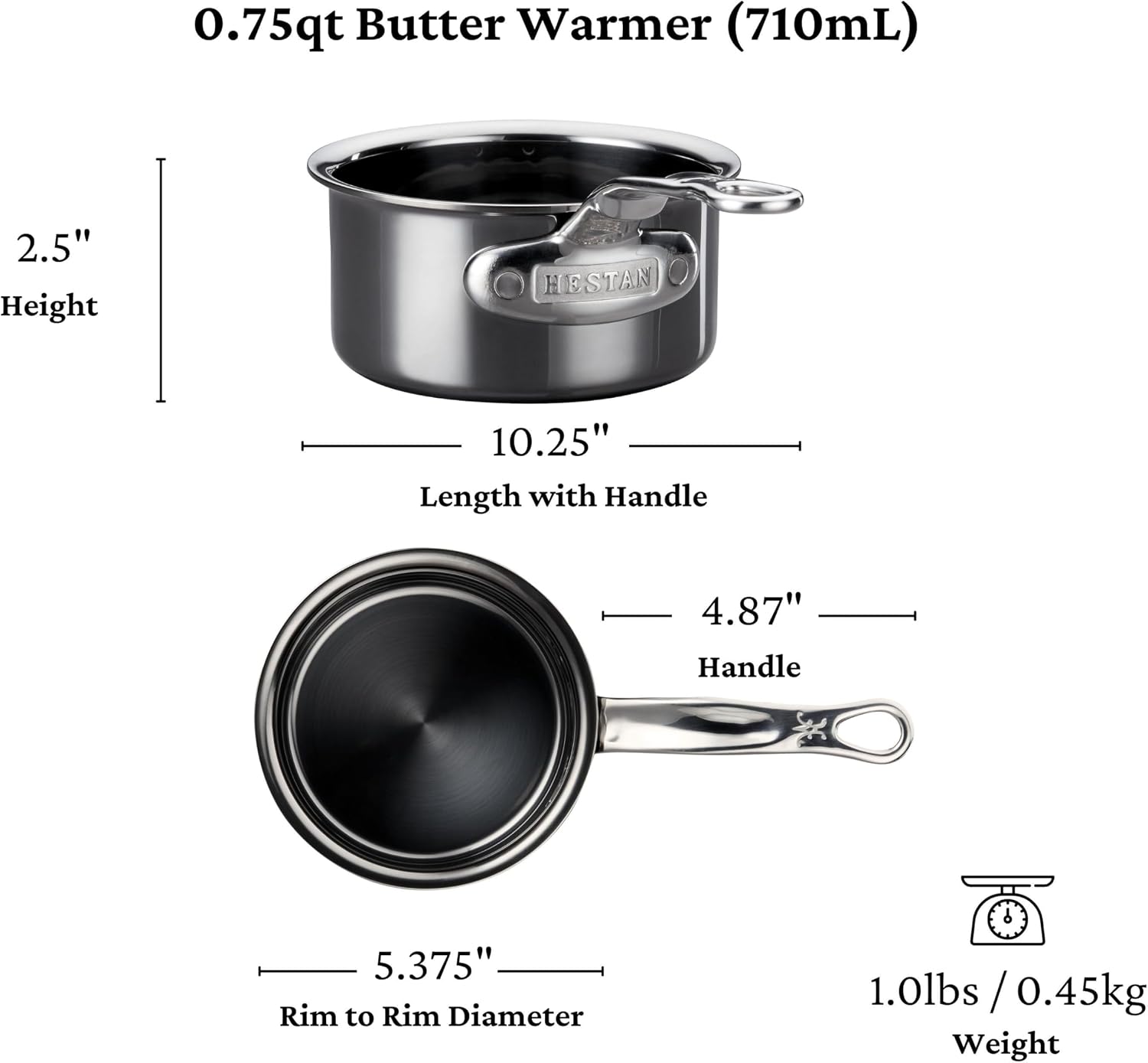Detalle de Hestan NanoBond Collection Stainless Steel Titanium Butter Warmer (0.75 Quart) for Induction