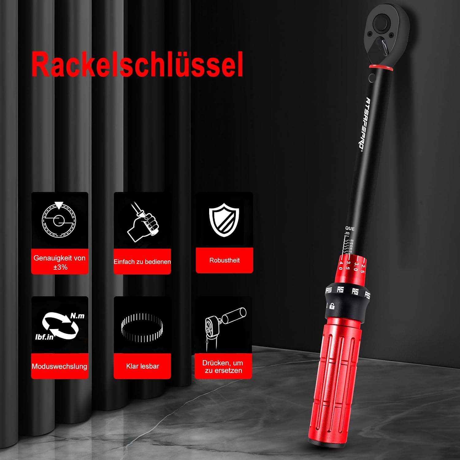 Detalle 2 de ATsafepro Drehmomentschlüssel 3/8" 5–60 Nm ⛏