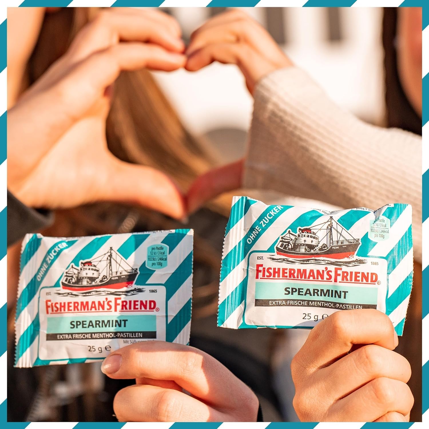 Detalle de Fisherman's Friend Spearmint – 24er Vorratsbox, zuckerfrei, vegan und erfrischend mintig